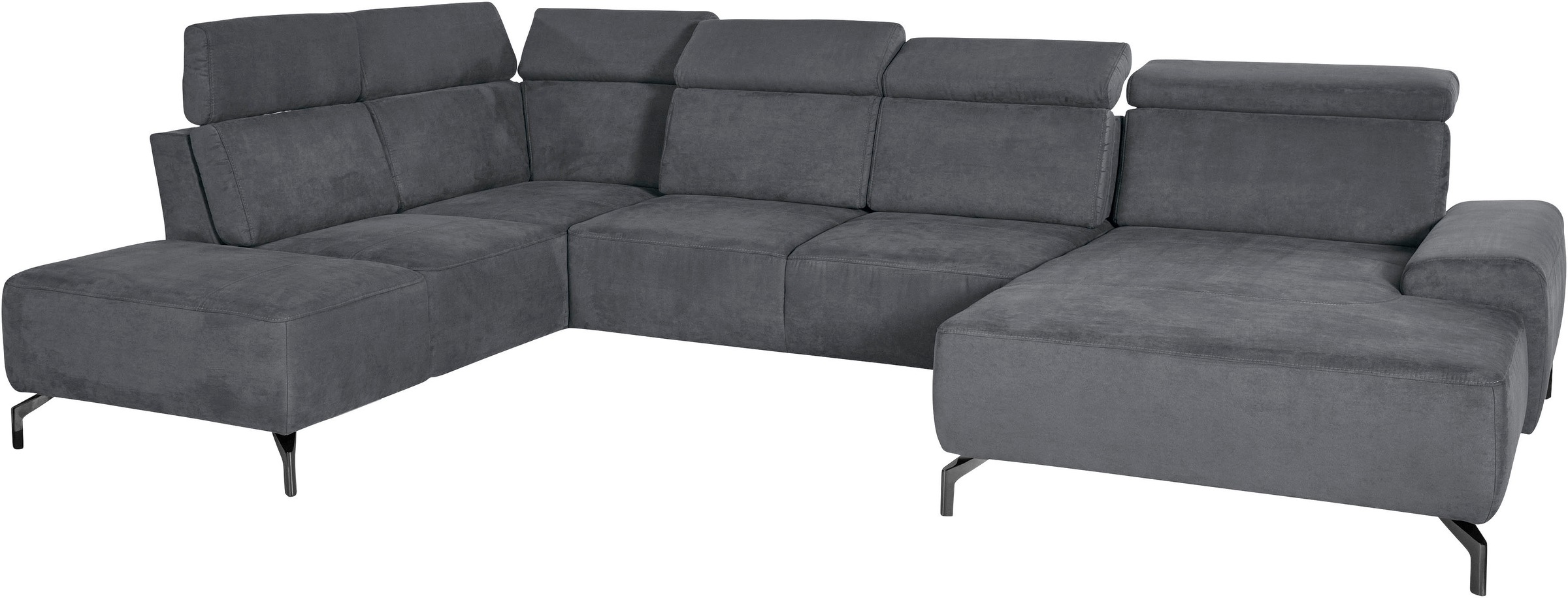 sit&more Wohnlandschaft »Gizeh U-Form«, 15 cm Fußhöhe, inklusive Sitztiefenverstellung und Kopfteilverstellung