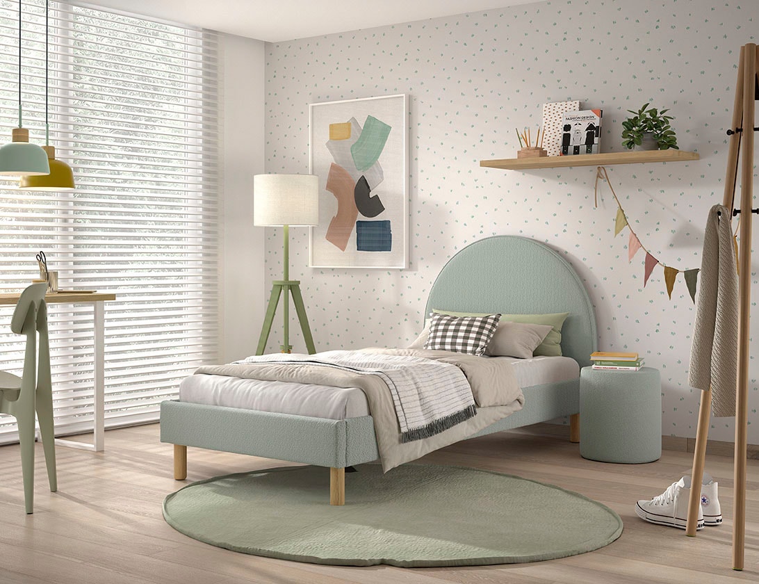 Vipack Schlafzimmer-Set »Polsterbett Moon« Made in Europe,  LF 90x200 cm, inkl. Lattenrost, Bouclé Stoff bezogen, wahlw. 4 Farben