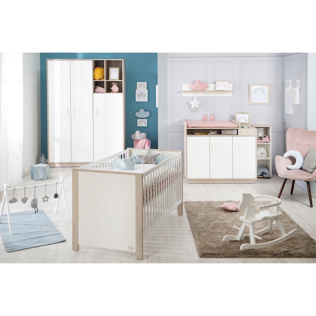 roba® Babyzimmer-Komplettset »Olaf«, (Set, 3 St., Kinderbett, Wickelkommode, Kleiderschrank), mit Kinderbett, Schrank und Wickelkommode