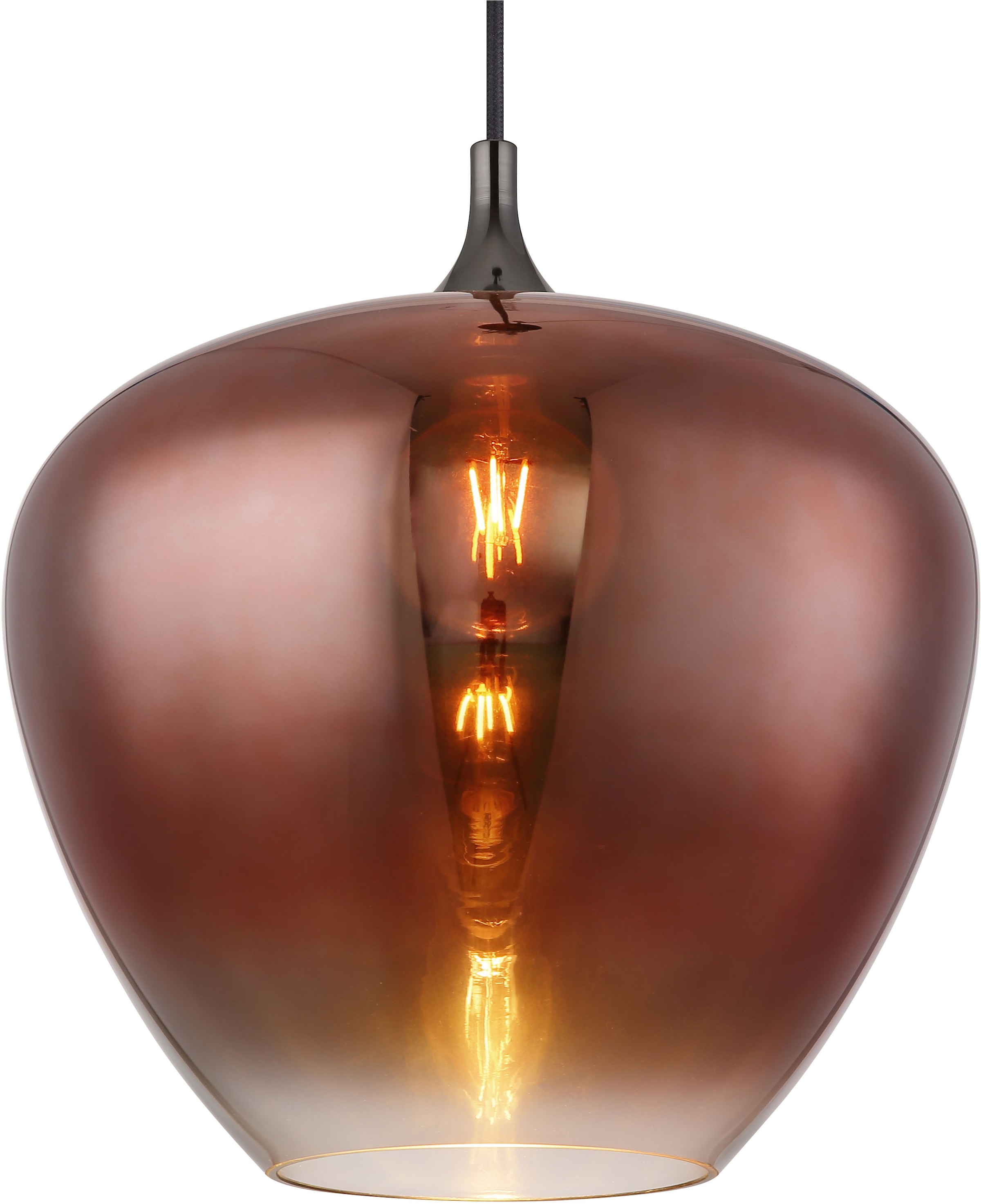 GLOBO LIGHTING Hängeleuchte »MAXY« E27 1 Stk. Hängelampe/Pendell./Glas kupferfarben/klar verlaufend/Höhe kürzbar