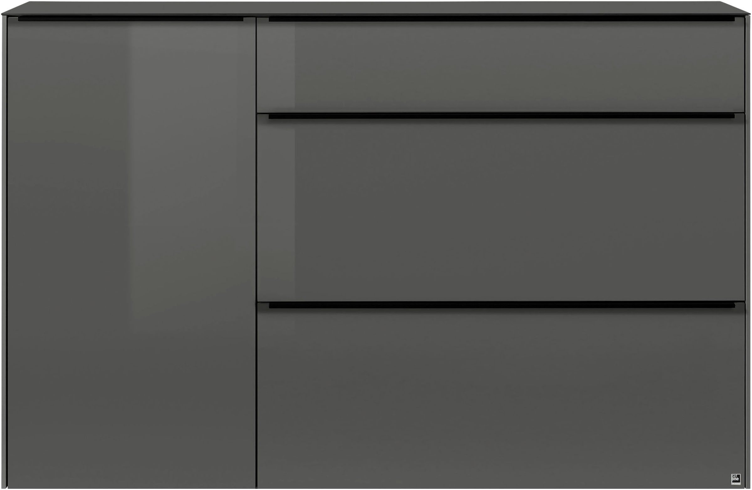 set one by Musterring Sideboard »reno-Dielen« 1 Stk. tlg. 1 Schubkasten, 2 Klappen, 1 Tür, Glasfronten in 2 Farben, 160 x 104 cm