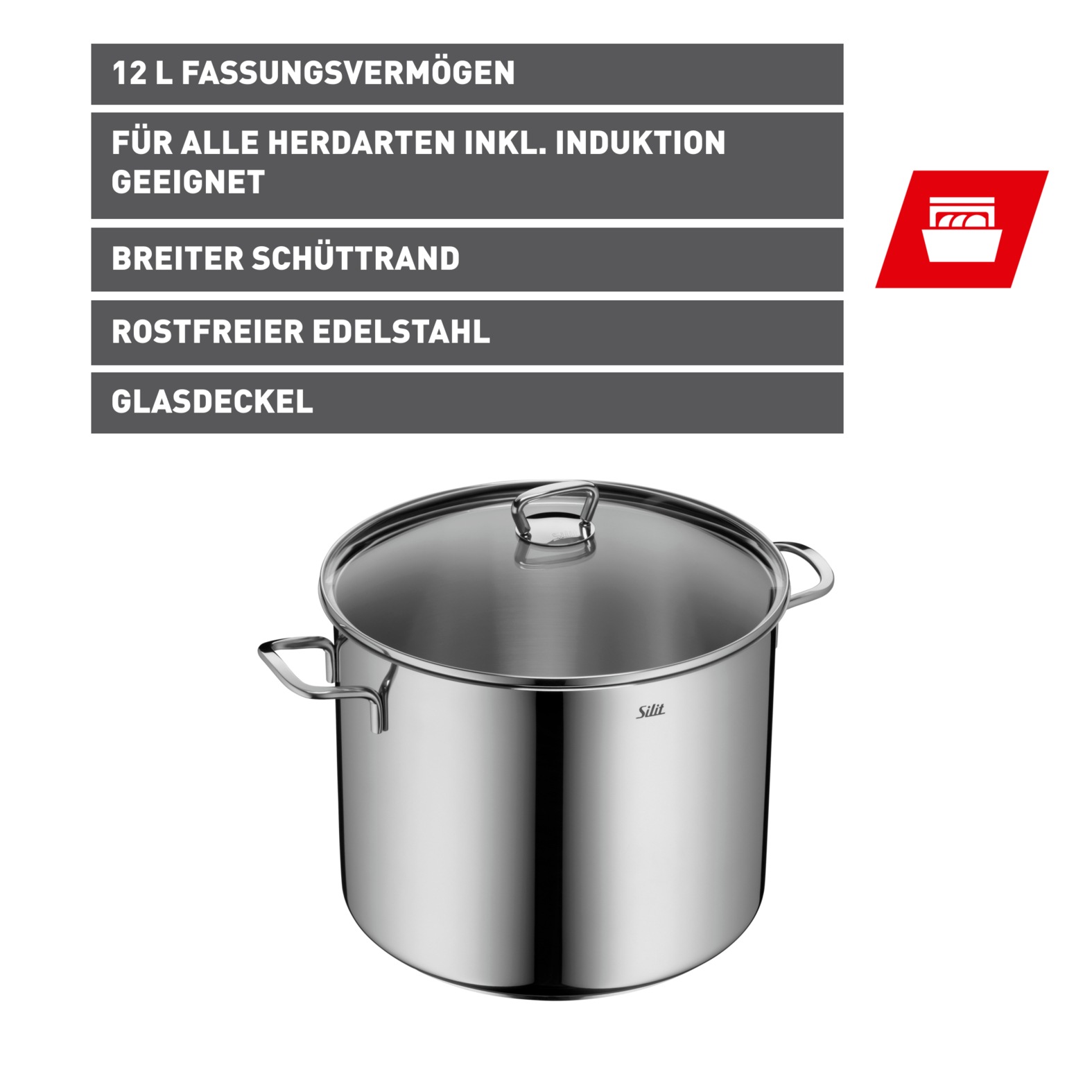 Silit Gemüsetopf »Suppentopf Induktion mit Glasdeckel«, Cromargan® Edelstah günstig online kaufen
