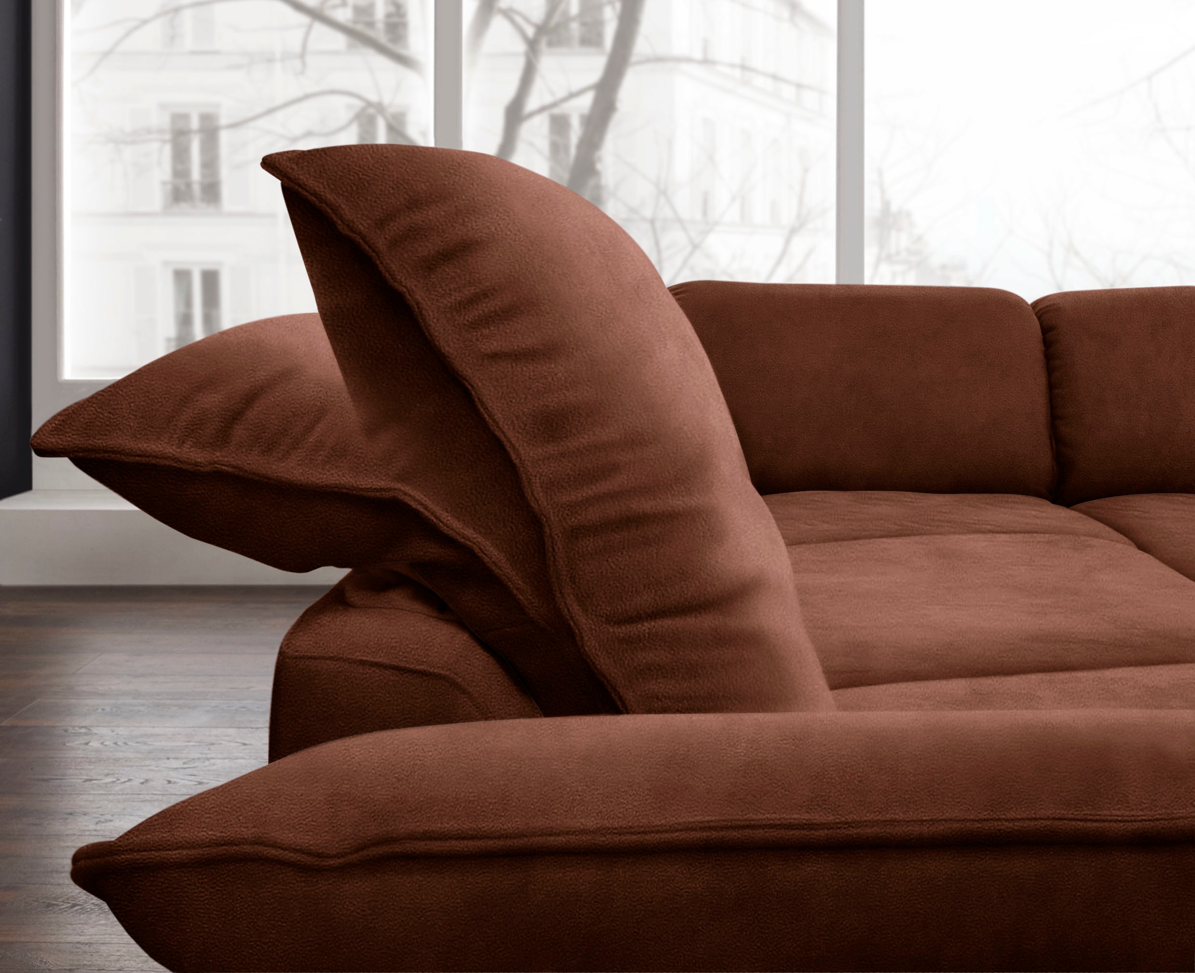 W.SCHILLIG Ecksofa »sherry«, mit Kopfstützenverstellung, Winkelfüße in Schwarz, Breite 302 cm