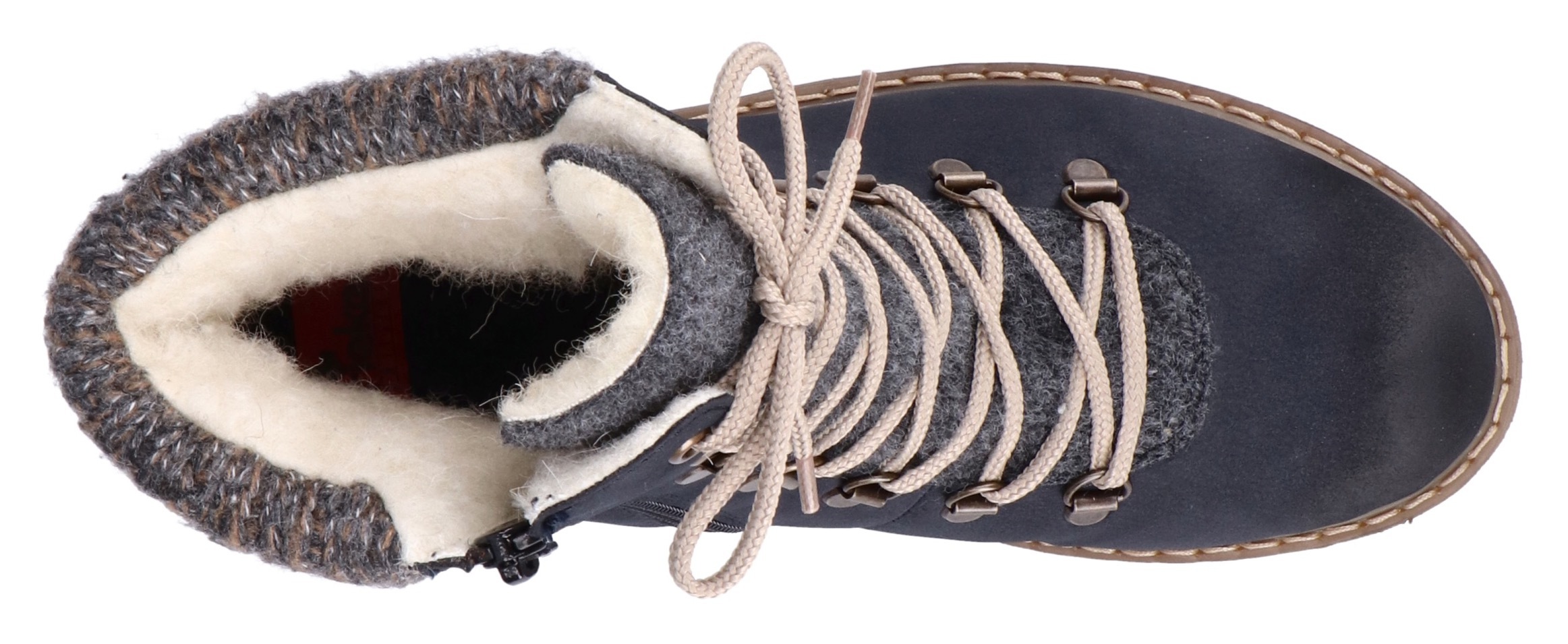 Rieker Winterstiefelette, Winterboots, Schnürboots mit Strickrand und Rieker-TEX