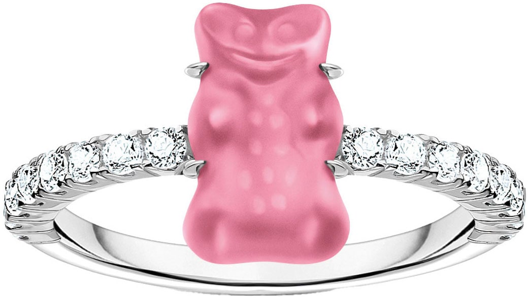 THOMAS SABO Fingerring »THOMAS SABO x HARIBO Schmuck: Ring mit Goldbär«, mit Kristallglas, Zirkonia (synth.)