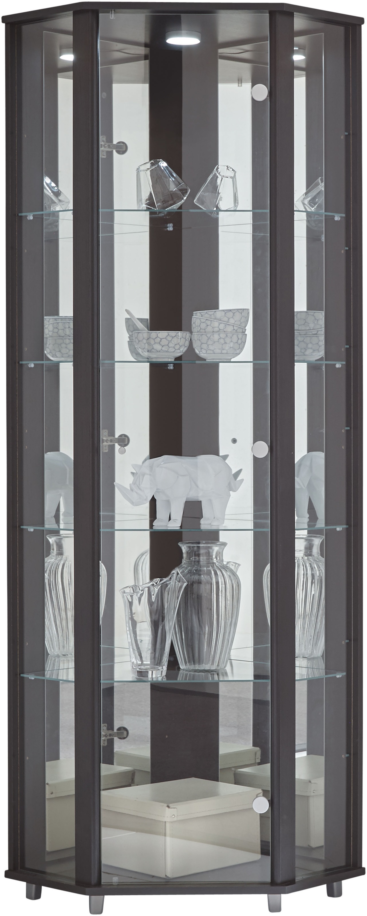 fif möbel Eckvitrine »TRIO Höhe ca. 172 cm, ink. Beleuchtung«, Eckvitrine/G günstig online kaufen