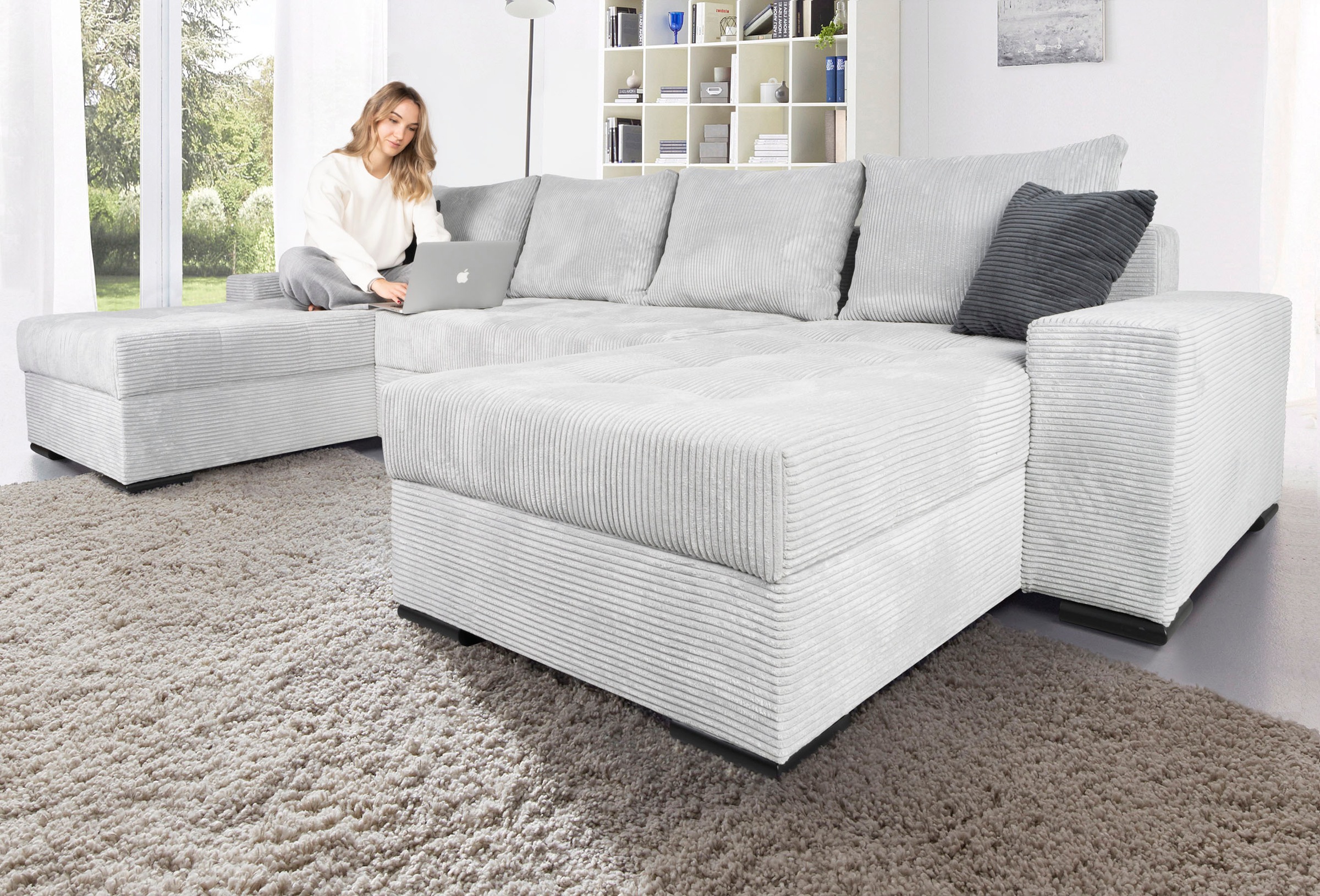 COLLECTION AB Wohnlandschaft »Josy XL U-Form, B: 313 cm in Cord, Cord-Mix« günstig online kaufen