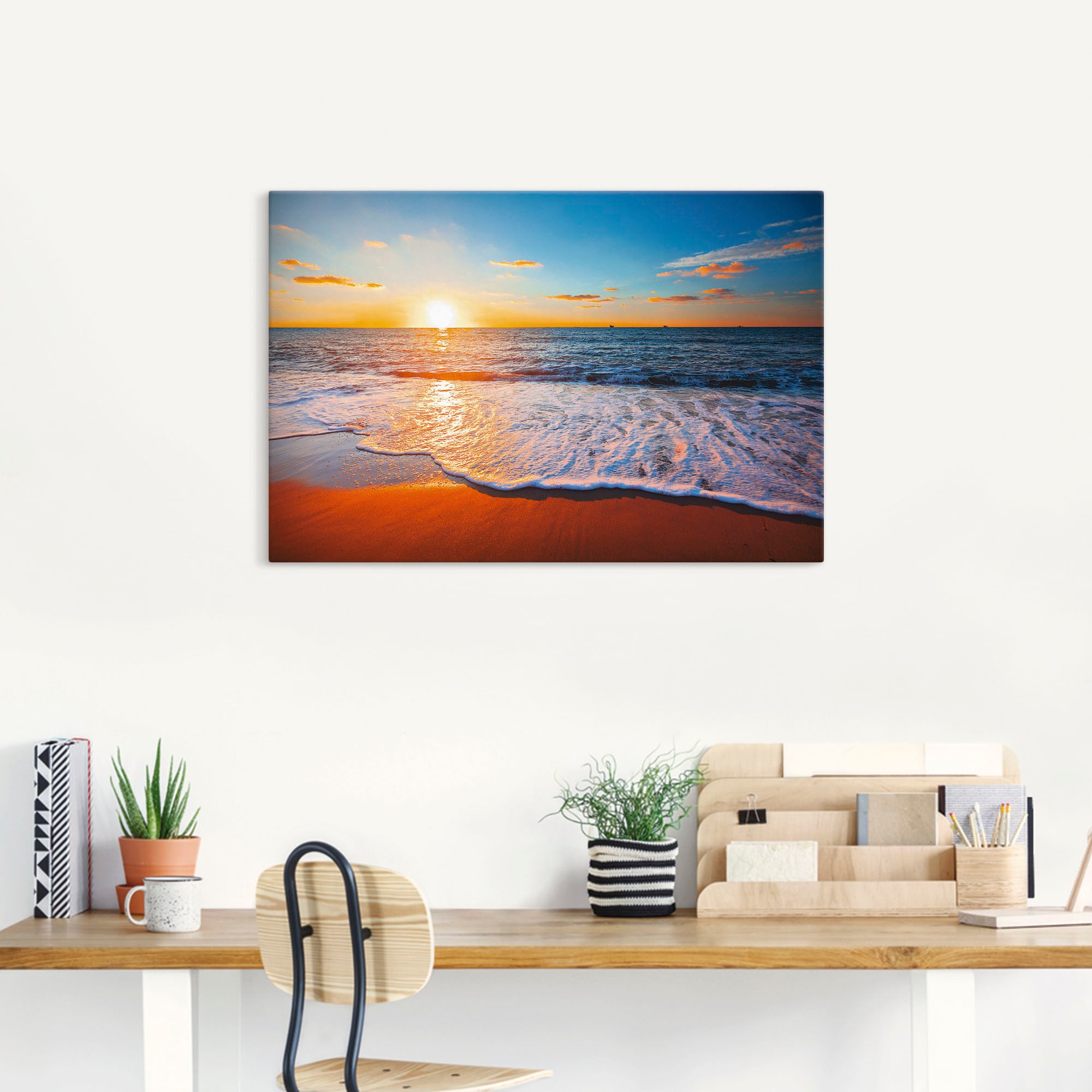 Artland Wandbild »Sonnenuntergang und das Meer«, Strand, (1 St.), als Alubild, Outdoorbild, Leinwandbild, Poster in verschied. Größen