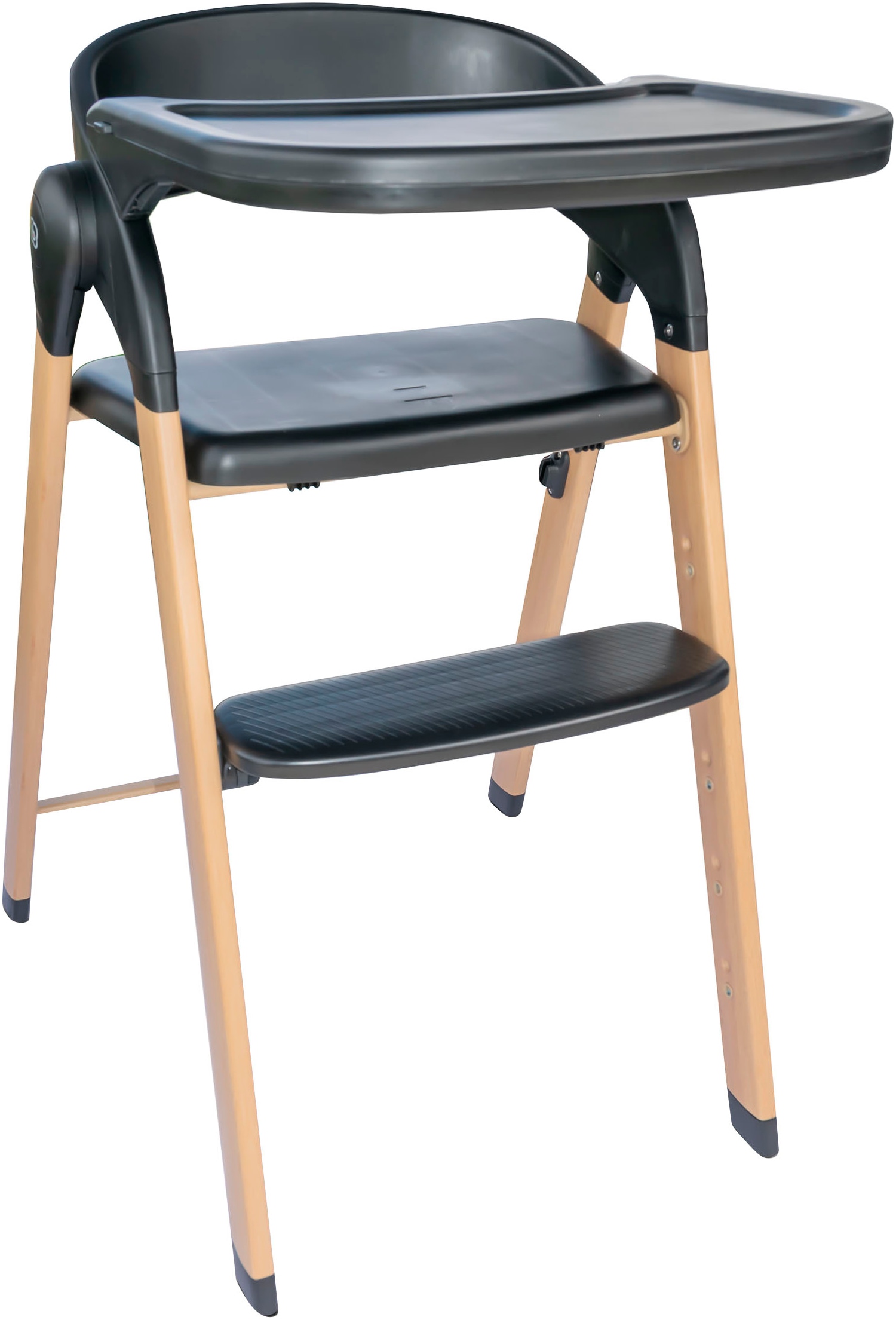 BabyGo Hochstuhl »Levels, black wood optic«, platzsparend zusammenklappbar