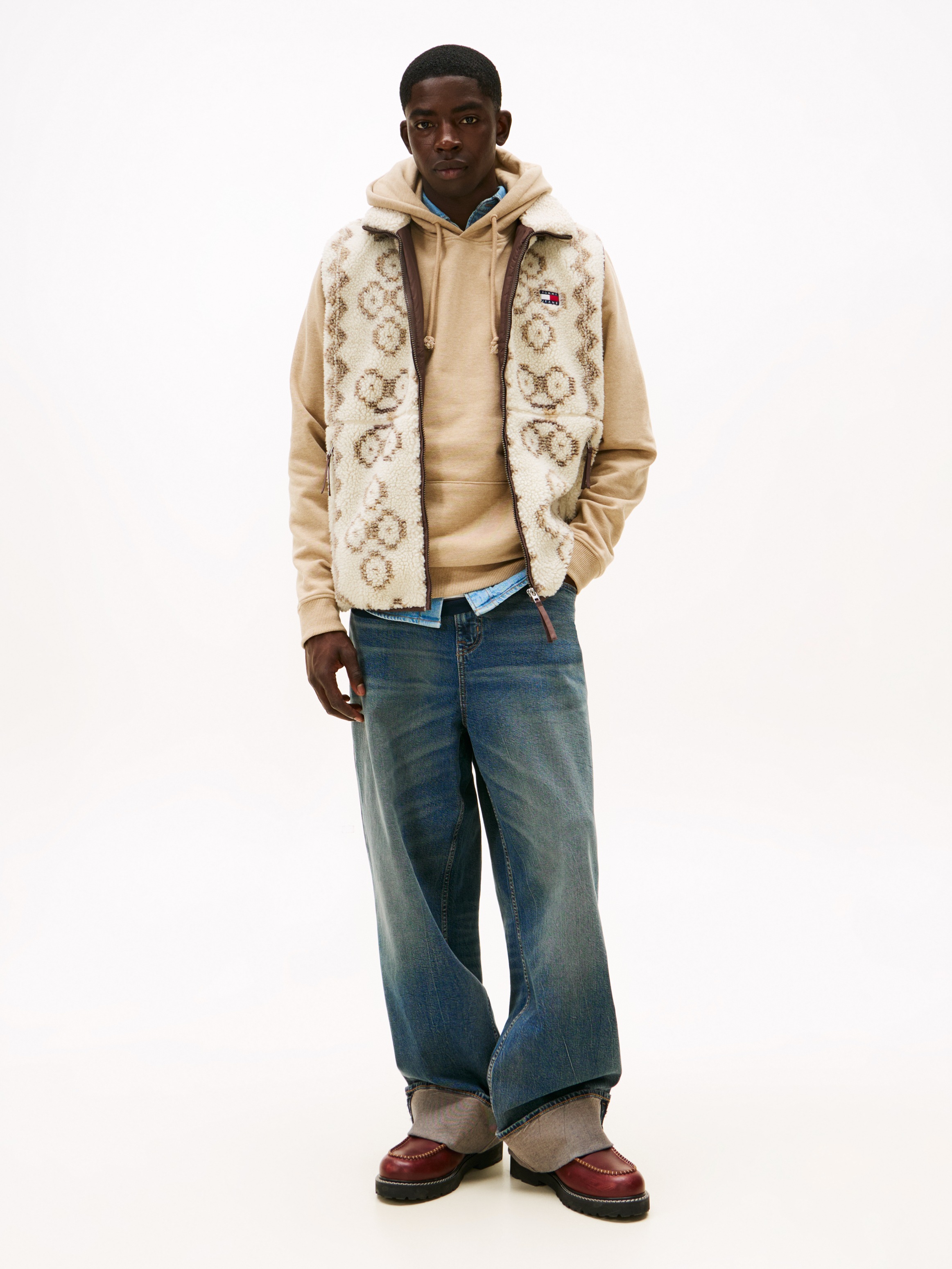 Tommy Jeans Fleeceweste »TJM TEDDY AOP« Stehkragen, normale Passform