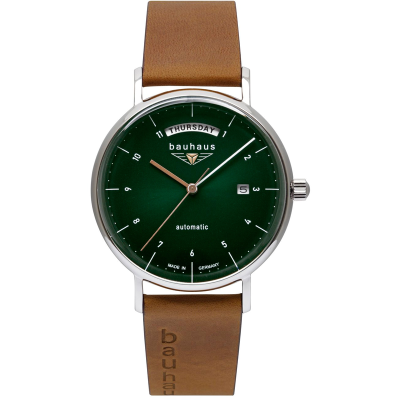 BAUHAUS Automatikuhr »Automatic Day/Date« Armbanduhr, Herrenuhr, Datum, Wochentag, Made in Germany cognacfarben Elegante Automatikuhr für Herren