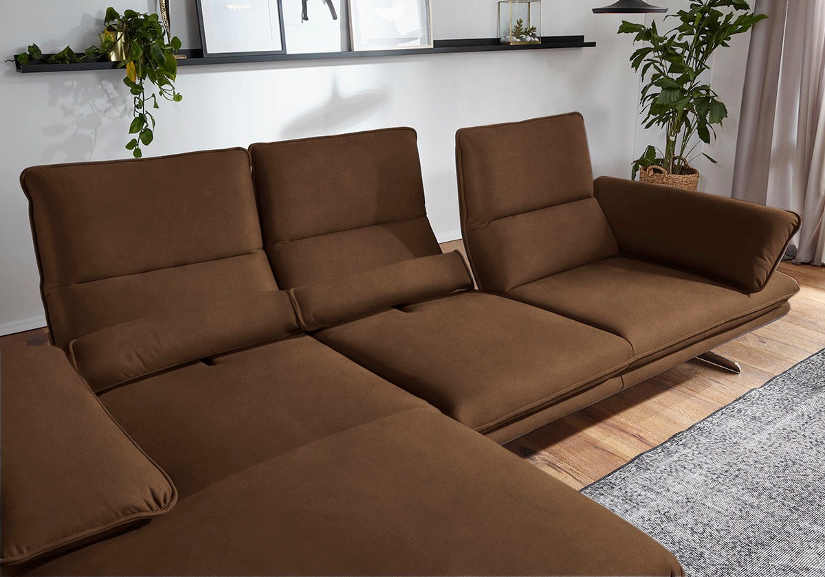 W.SCHILLIG Ecksofa »broadway, Designsofa mit tollem Sitzkomfort, L-Form«, Sitztiefenverstellung, Kopfteil- & Seitenteilverstellung, Breite 291cm