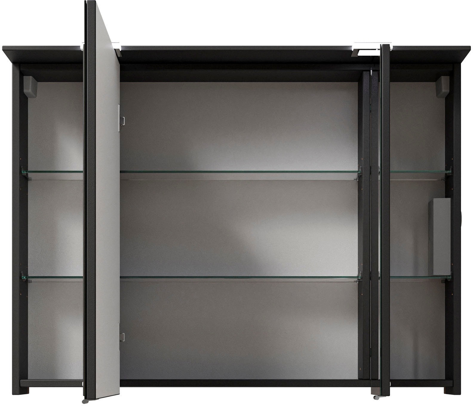 Saphir Badmöbel-Set »Serie 6025 2-teilig Mineralmarmor-Waschtisch mit LED-Spiegelschrank«, (2 St.), Waschplatz 97 cm breit, 2 Schubladen, 3 Spiegel-Türen, inkl Türdämpfer
