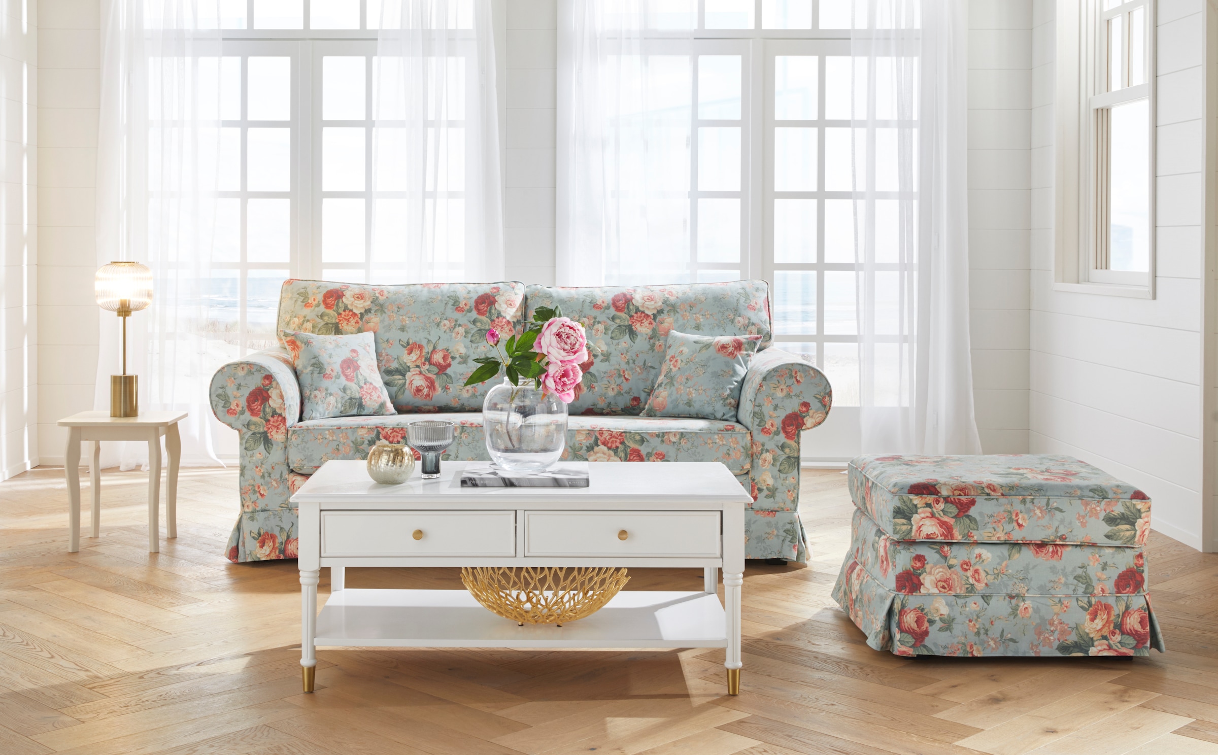 Home affaire 3-Sitzer »Shadmoor«, Hussenoptik, in uni kaufen mit Blumendruck online oder