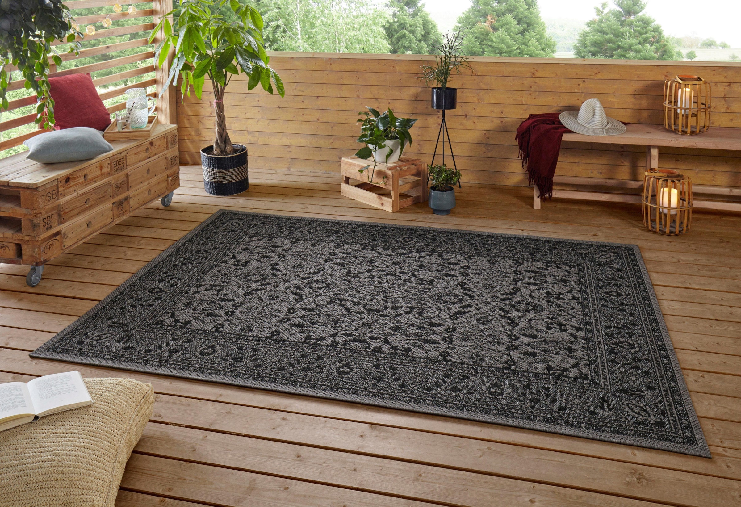 NORTHRUGS Teppich »Konya«, rechteckig, 4 mm Höhe, Orient Optik, Robust, Pflegeleicht, Flachgewebe
