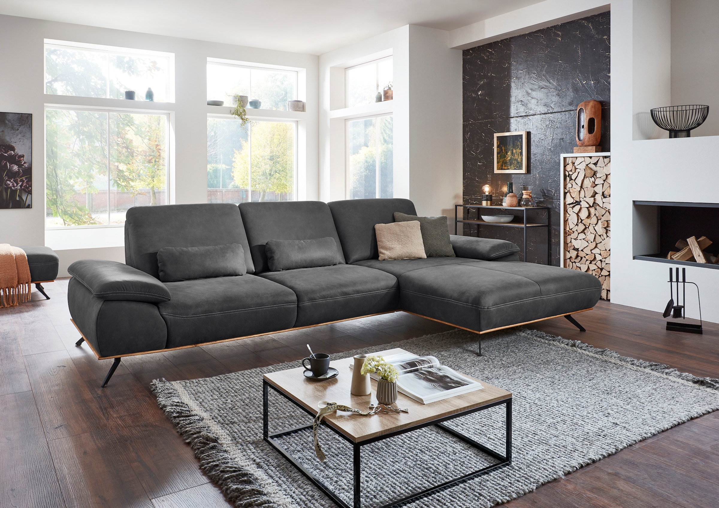 Die PlanBar Ecksofa »PN-EM18063 L-Form«, wahlweise mit echt bezogenem Rücke günstig online kaufen