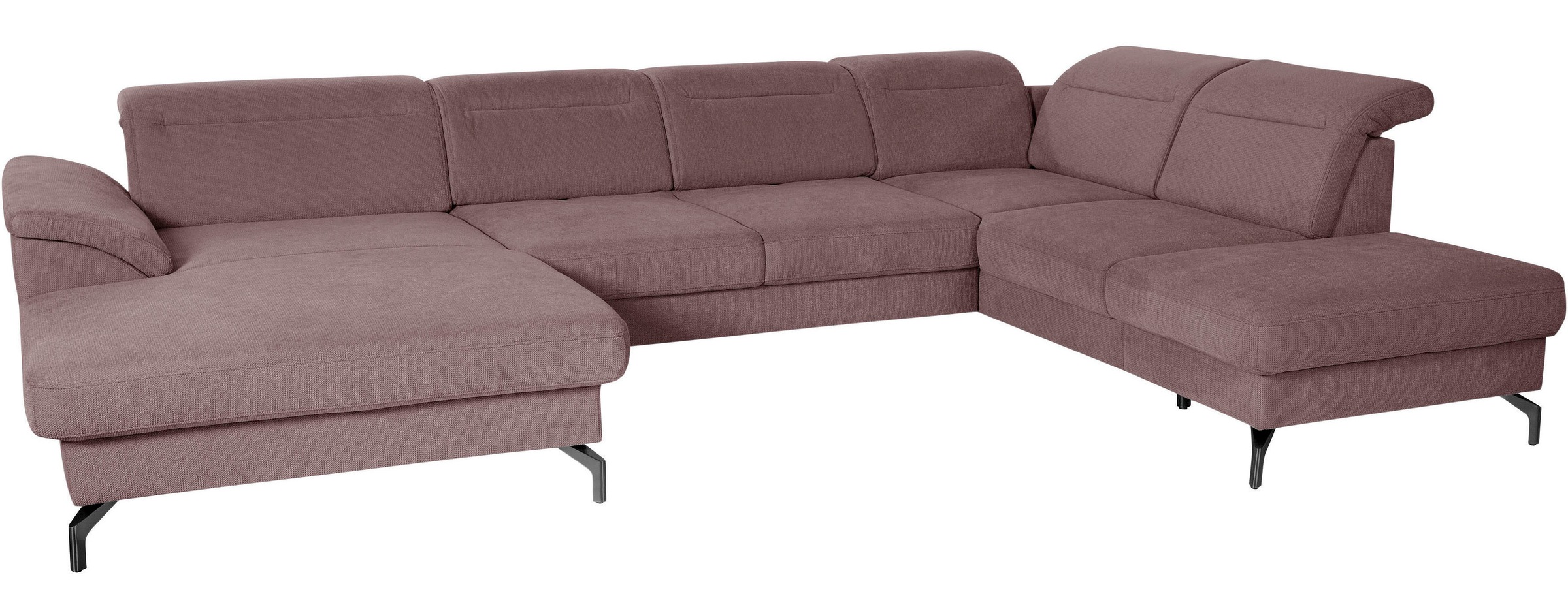 sit&more Wohnlandschaft »Percy U-Form«, 15 cm Fußhöhe, Sitztiefenverstellung, wahlweise in 2 Fußfarben