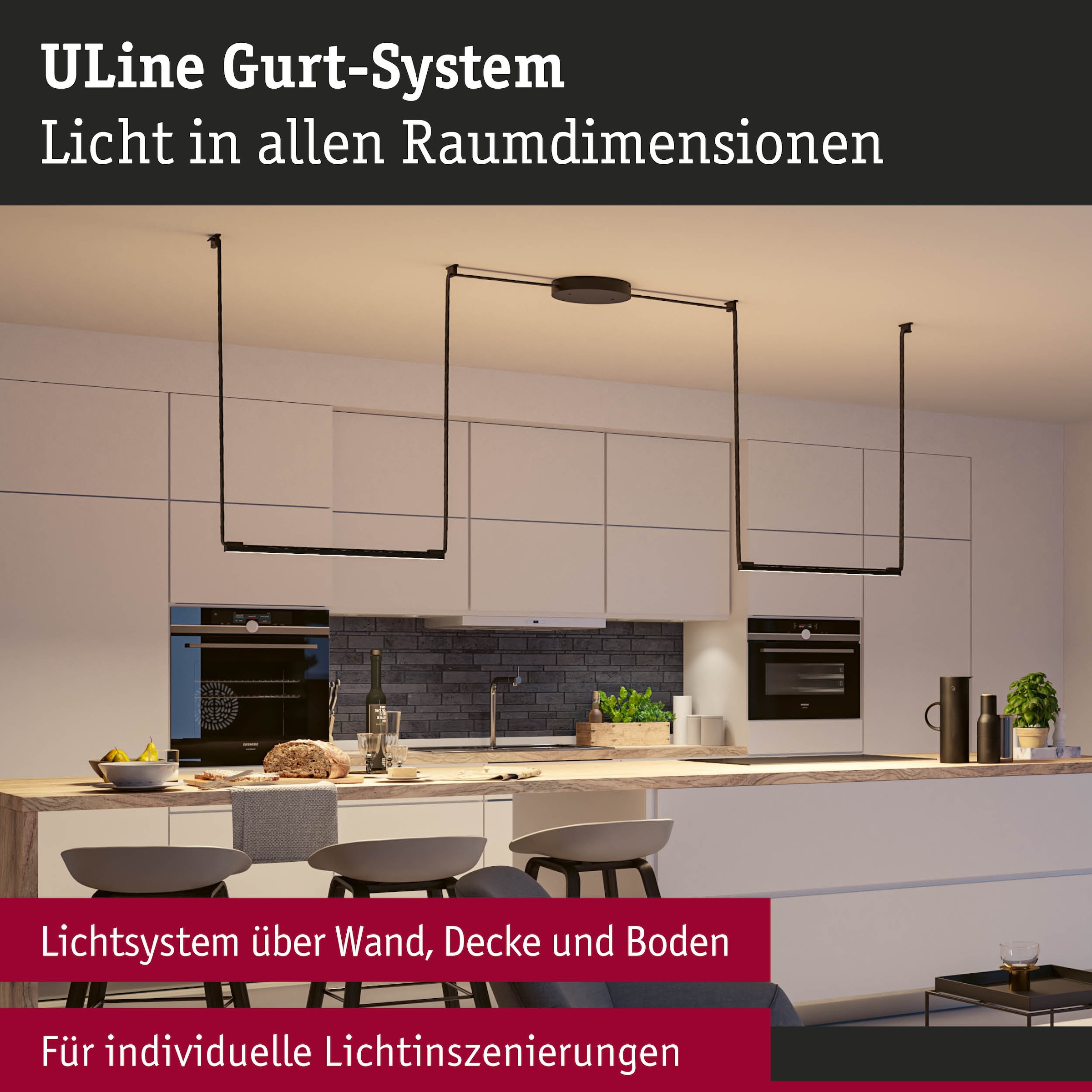 Paulmann Hängeleuchte »ULine Spot Lightbar  650x29mm 18,5W Schwarz« 1 Stk. Warmweiß