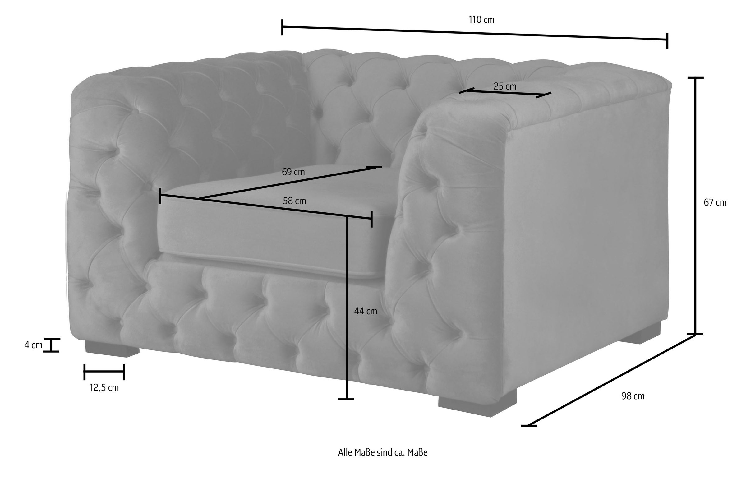 Home affaire Chesterfield-Sessel »Kalina Sessel«, mit klassischer Chesterfield-Knopfheftung, sehr hochwertige Qualität