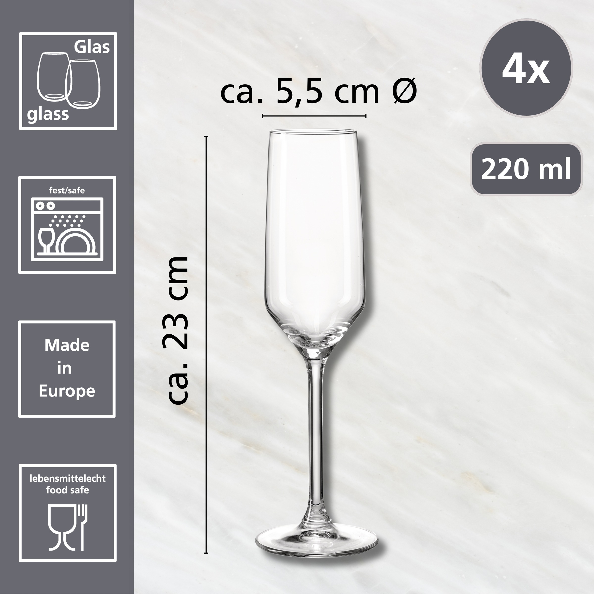 Ritzenhoff & Breker Sektglas »Rumba«, (Set, 4 tlg.), 4er Set, je 220 ml