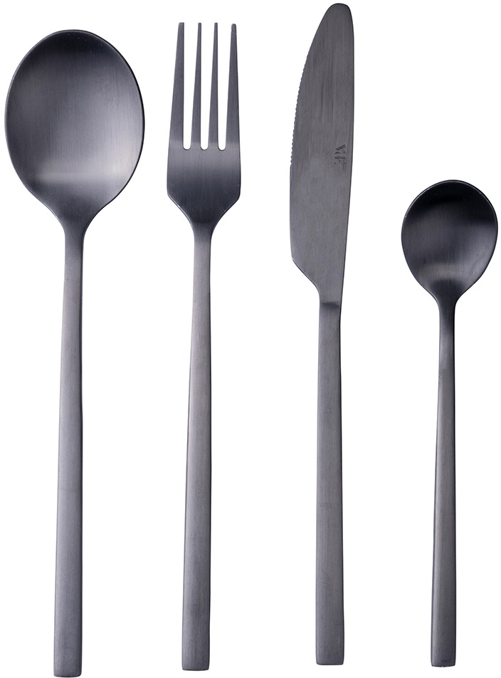Villa d'Este Besteck-Set »Stylo satiniert«, (Set, 24 tlg.), Essbesteck-Set, satiniert