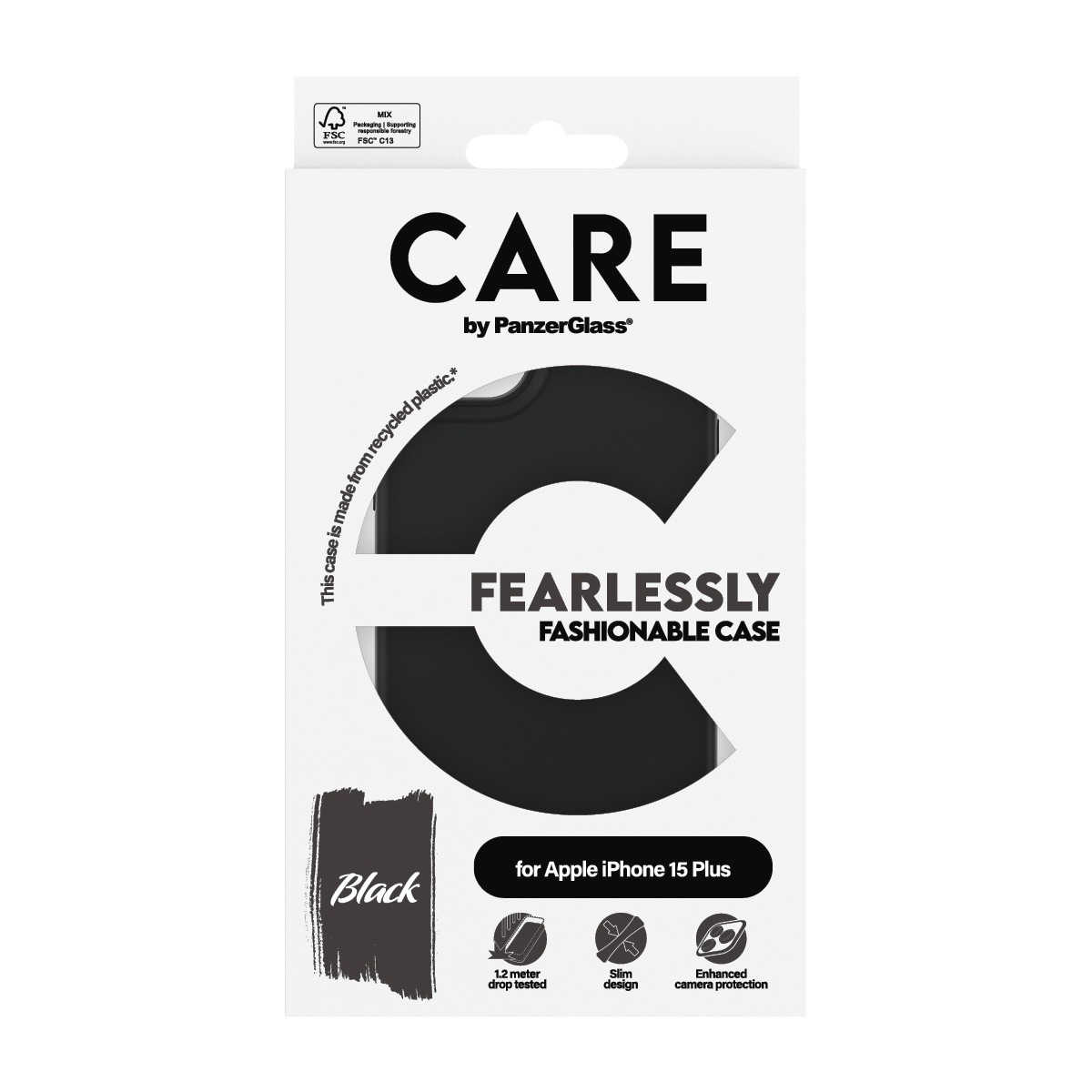 CARE by PanzerGlass Handyhülle »Fearlessly Fashionable Case für Apple iPhone 15 Plus Fashion Black« Backcover, Schutzhülle, Handyschutzhülle, Case, Schutzcase, stoßfest