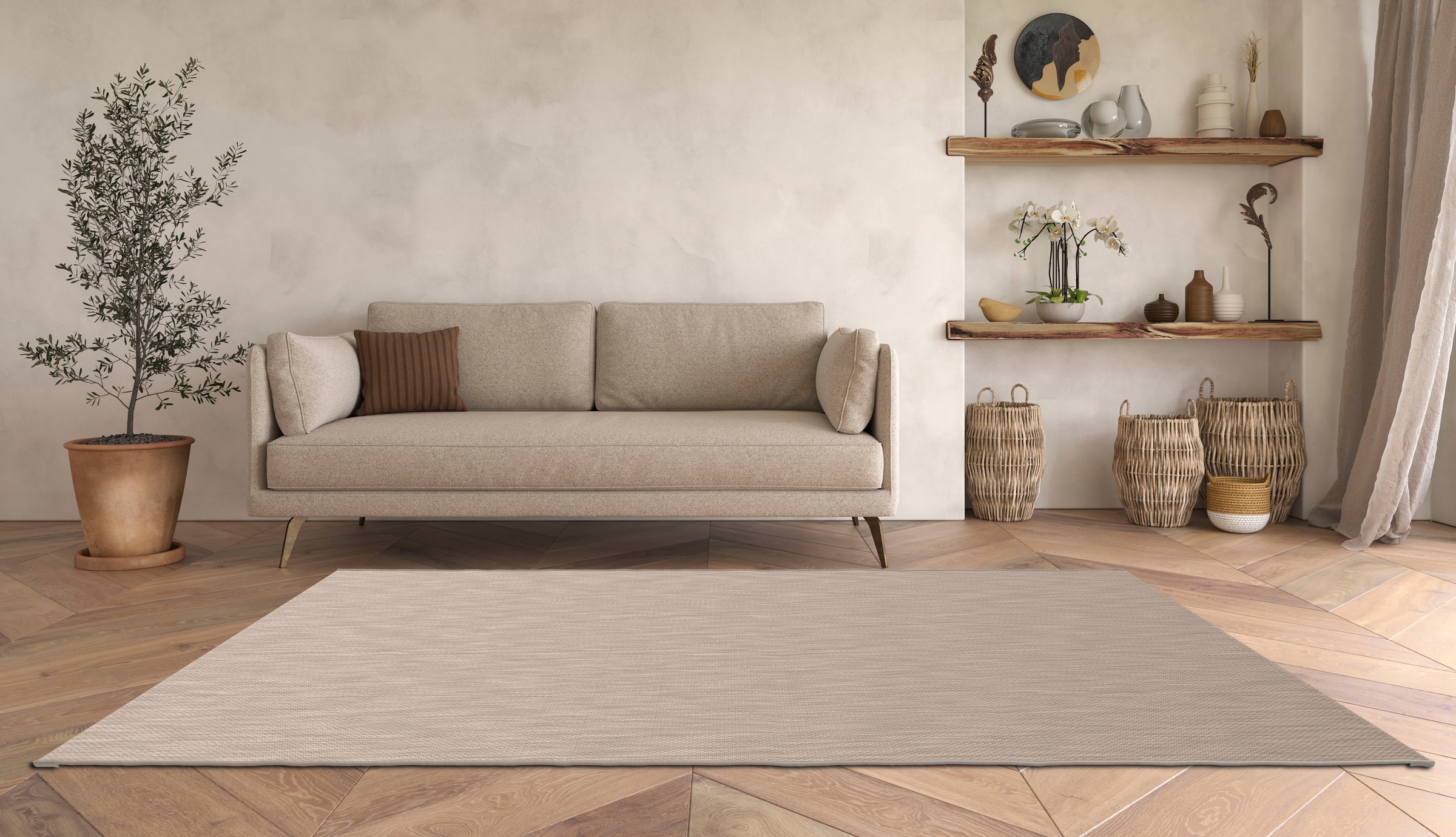 my home Teppich »Florida, Made in Belgium«, rechteckig, 7 mm Höhe, Outdoor, Sisal-Optik, für Balkon & Terrasse, Wetterfest & UV-beständig