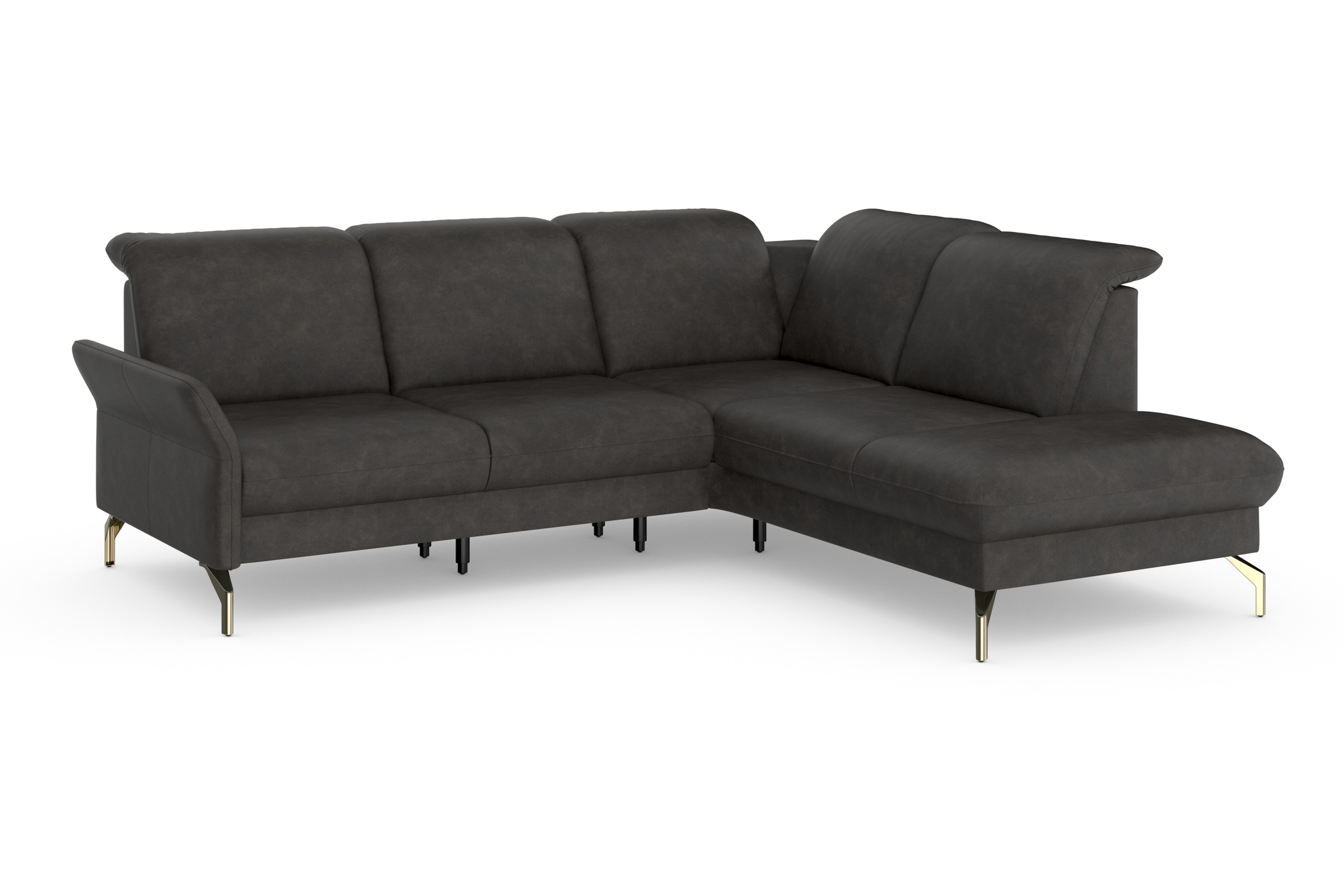 sit&more Ecksofa »Fashion L-Form«, wahlweise mit Kopfteilverstellung, Vorziehsitz, motorisch, Nickelfüße