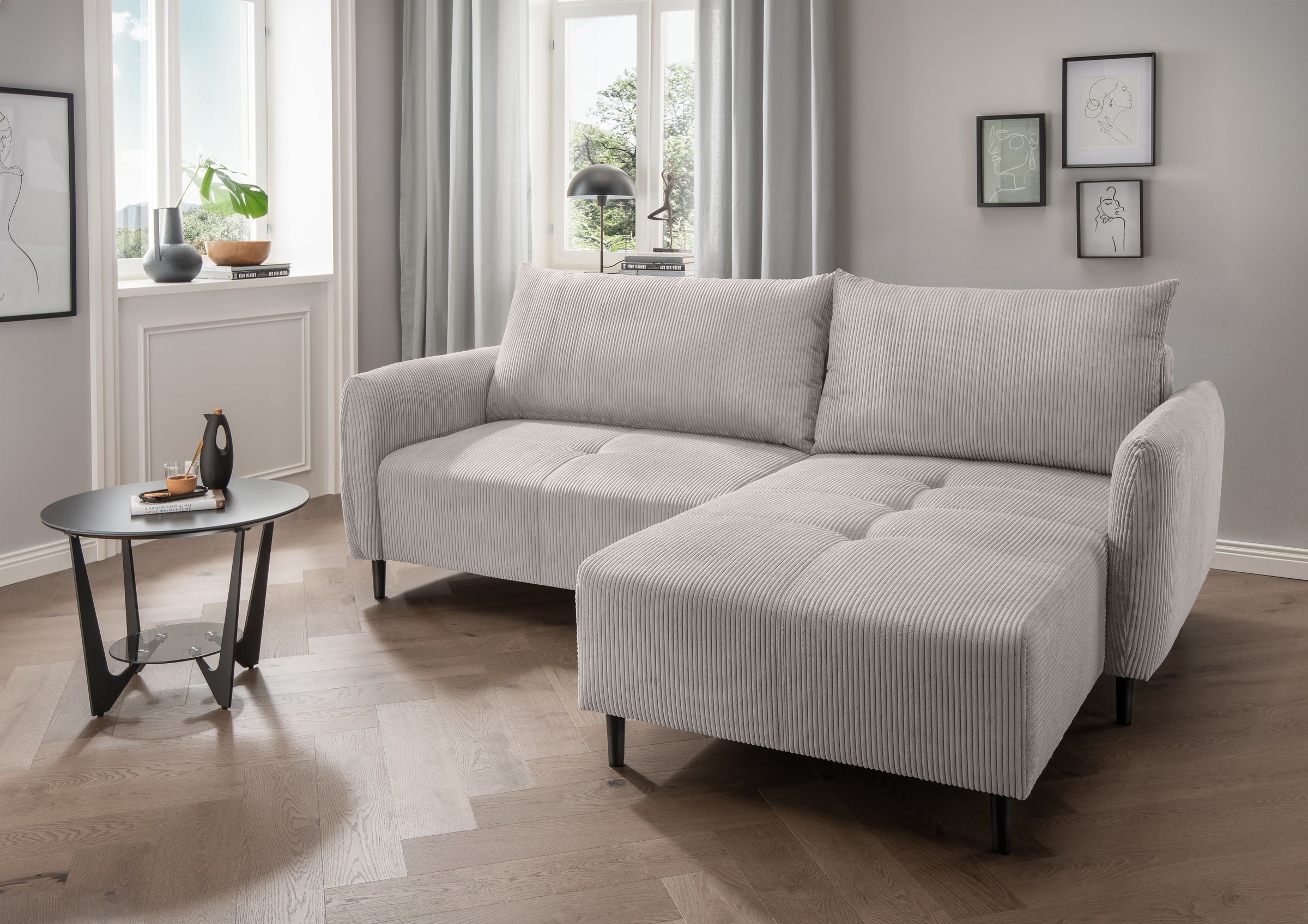 INOSIGN Ecksofa »Mara, L-Form, aktueller Cord Bezug und tolle Farben, schma günstig online kaufen