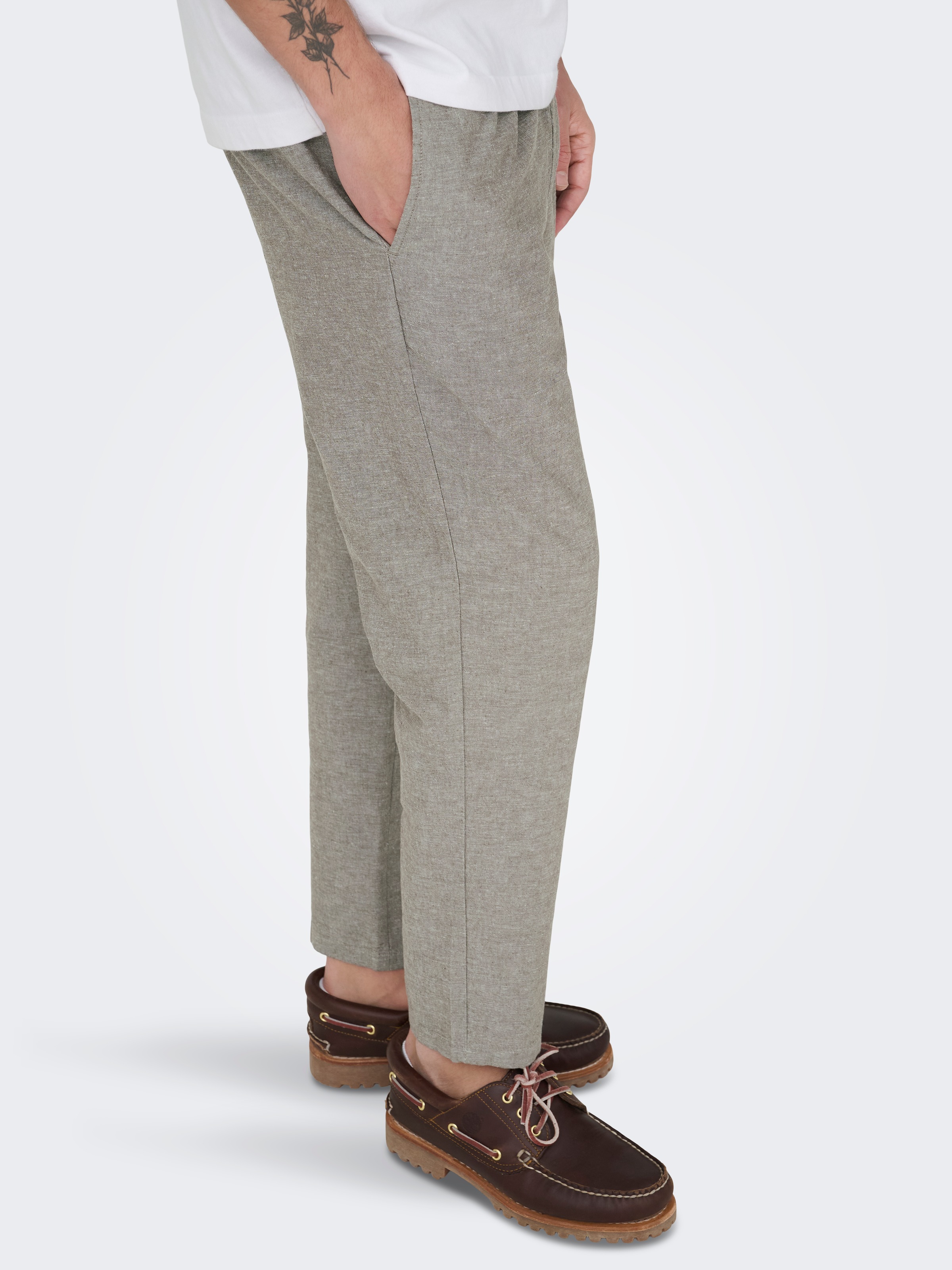 ONLY & SONS Schlupfhose »ONSLINUS CROP 0007 COT LIN PNT NOOS«  Baumwolle mit Leinen, Gummizug und Kordel