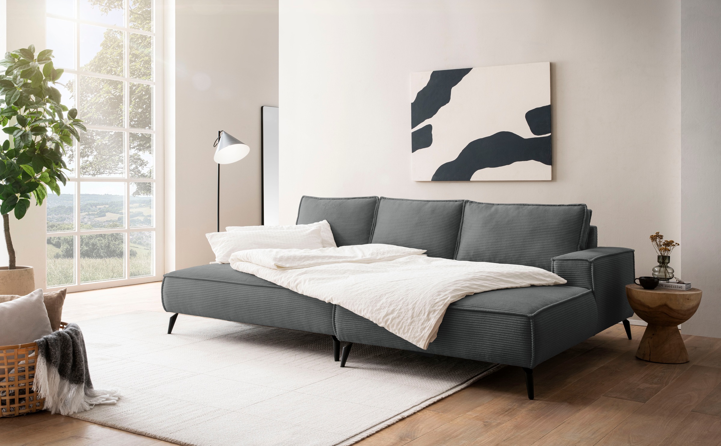 andas Sitzgruppe »TVINNU, Polsterecke L-Form, Schlaffunktion, mit Hocker«, (Set, 2 tlg.), stellbar zum Schlafsofa (Krokodilverbinder)
