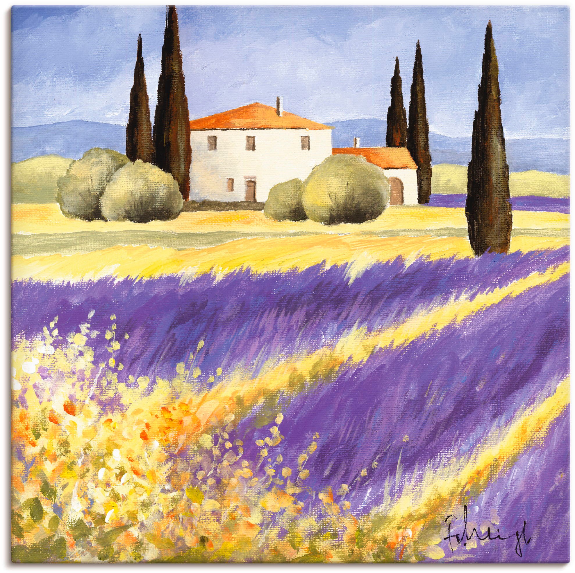Artland Leinwandbild »Licht der Provence«, Felder, (1 St.), auf Keilrahmen gespannt