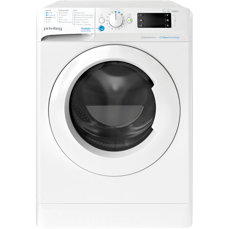 PRIVILEG Waschtrockner »PWWTV X 76G6 DE N« 7 kg /6 kg 81 dB(A) Push&Go mit Steam-Technologie weiß Leicht zugängliche Fremdkörperfalle