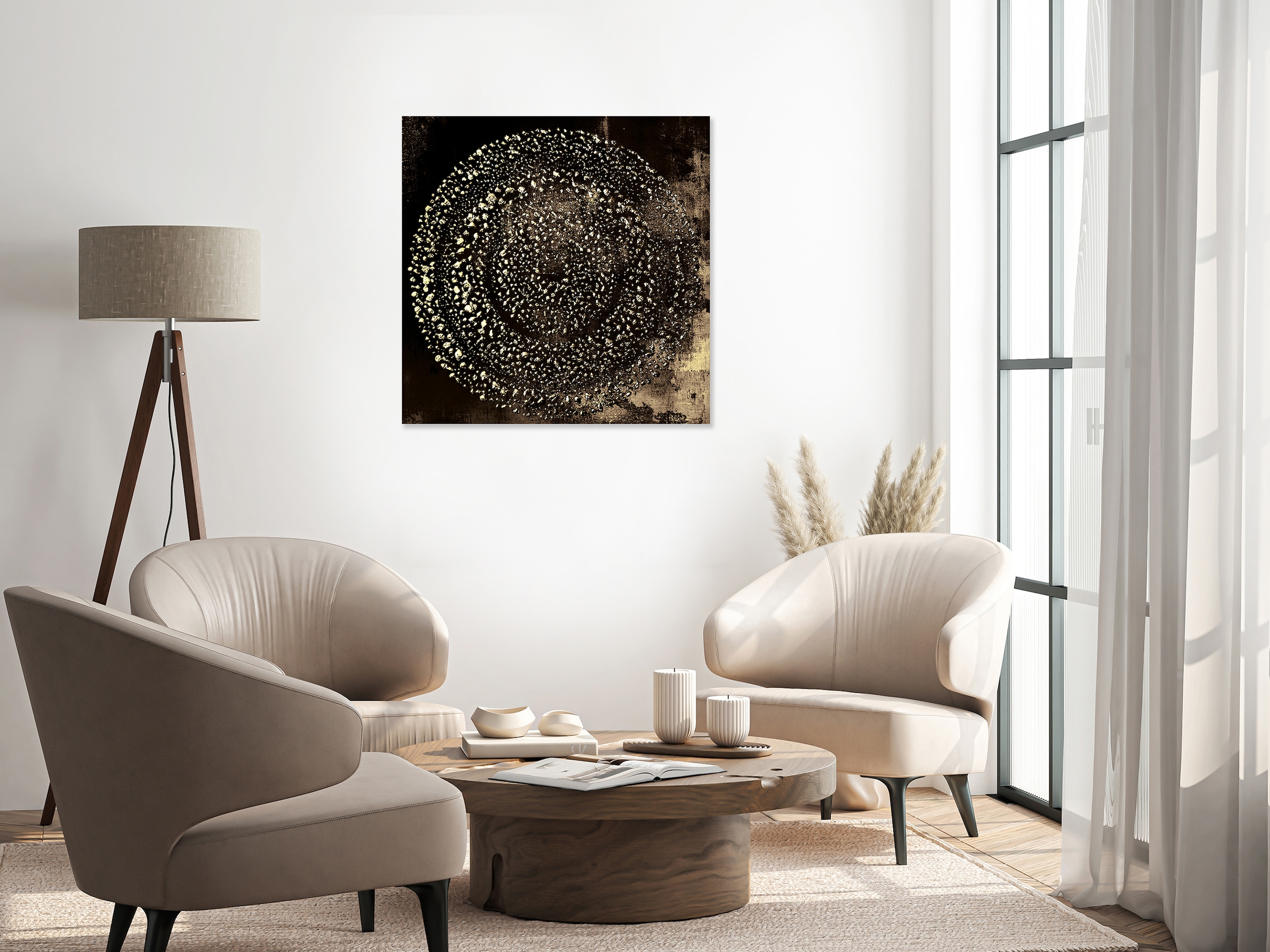 queence Acrylglasbild »Wandbild, Goldbild, Bild Abstrakte Kunst Kreise« Abstrakte | Fantasy | Kunst Handveredelt mit Blattgold für eine edle und zeitlose Optik.
