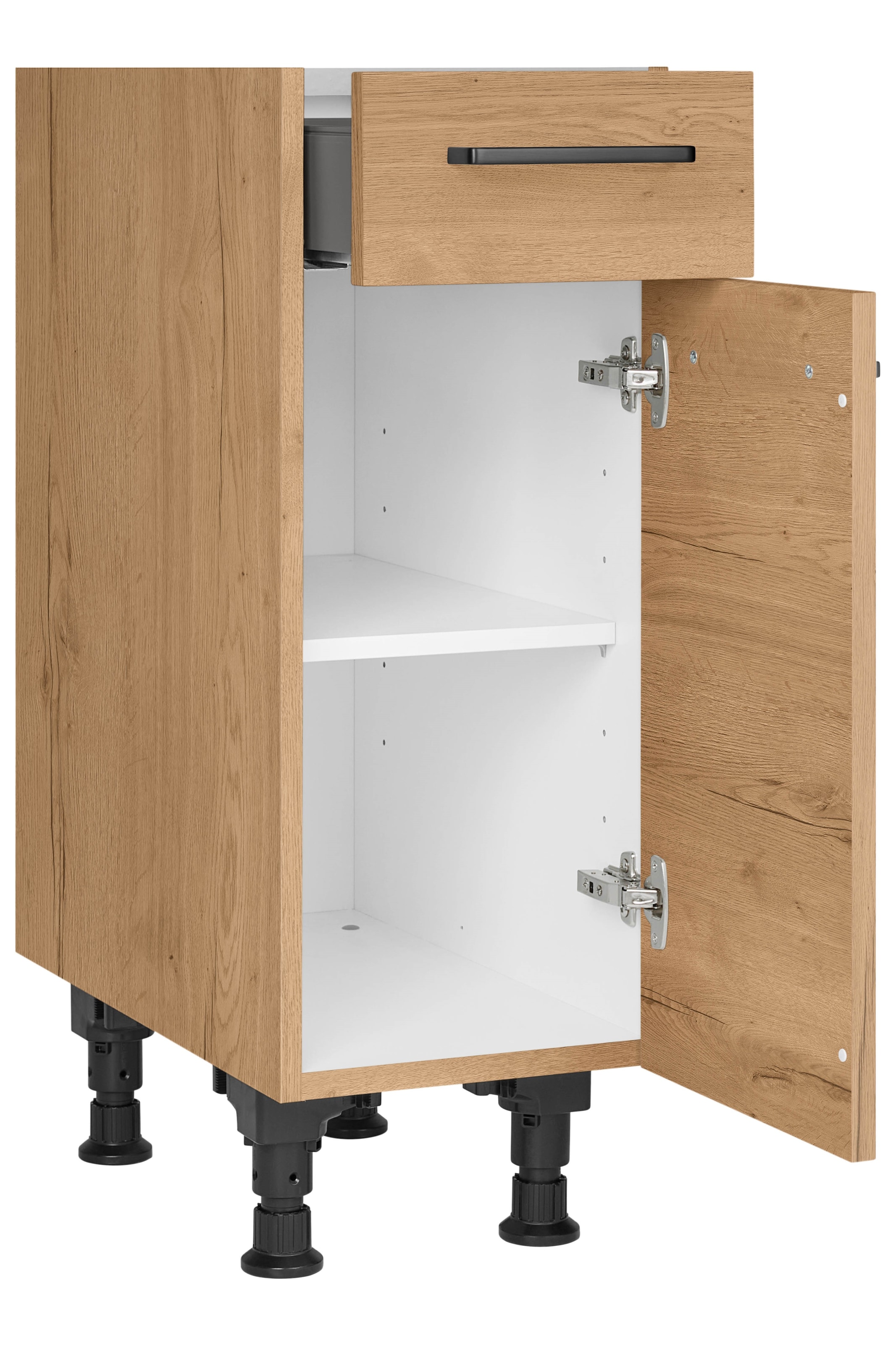 nobilia® Unterschrank »"Structura", Ausrichtung wählbar, vormont., in den Breiten 30, 45 und« 60 cm Breite, mit höhenverstellbaren Sockelfüßen, vormontiert