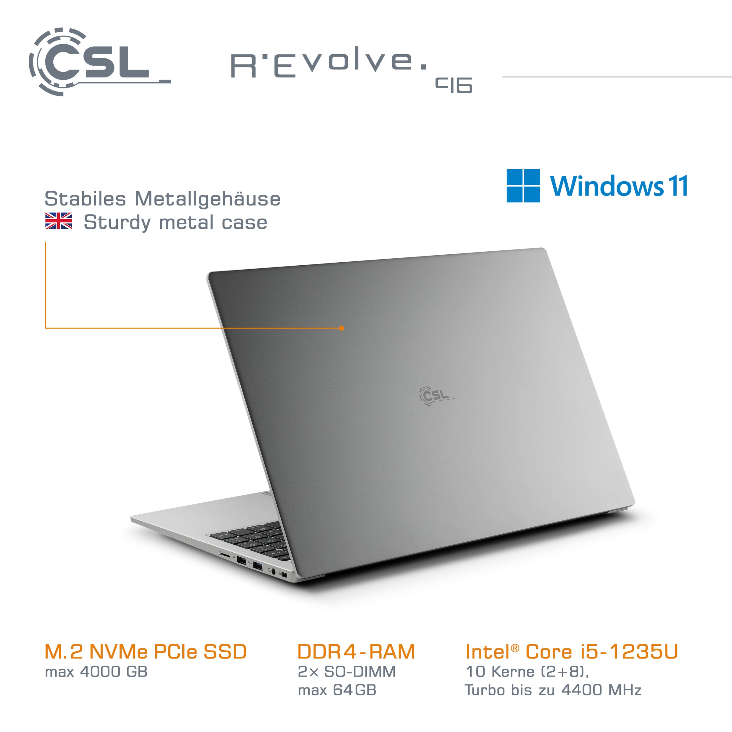 CSL Notebook »R'Evolve C16«, 40,64 cm, / 16 Zoll, Intel, Core i5, 500 GB SSD