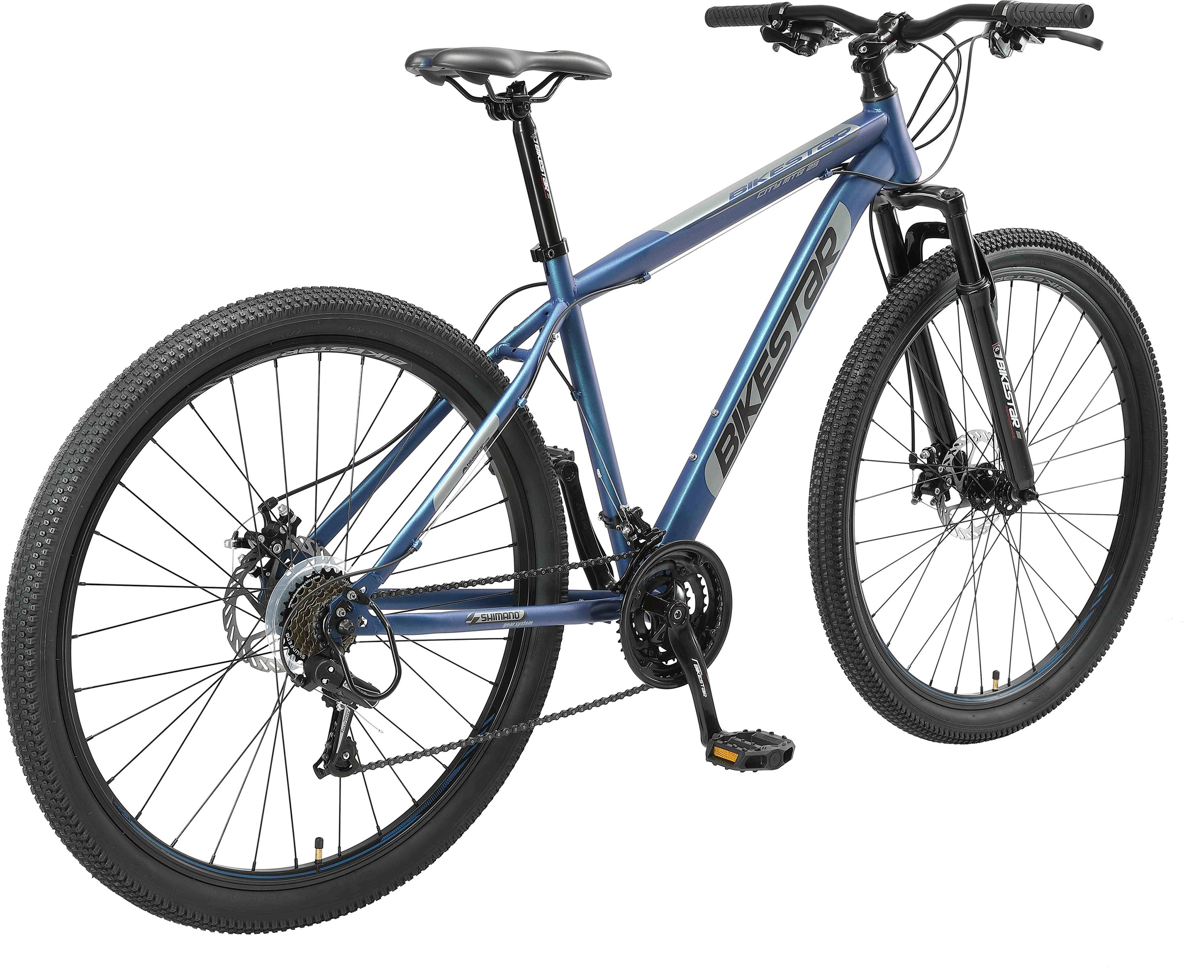 Bikestar Mountainbike, 21 Gang, Shimano, RD-TY300 Schaltwerk, Kettenschaltung, für Damen und Herren, Kettenschaltung