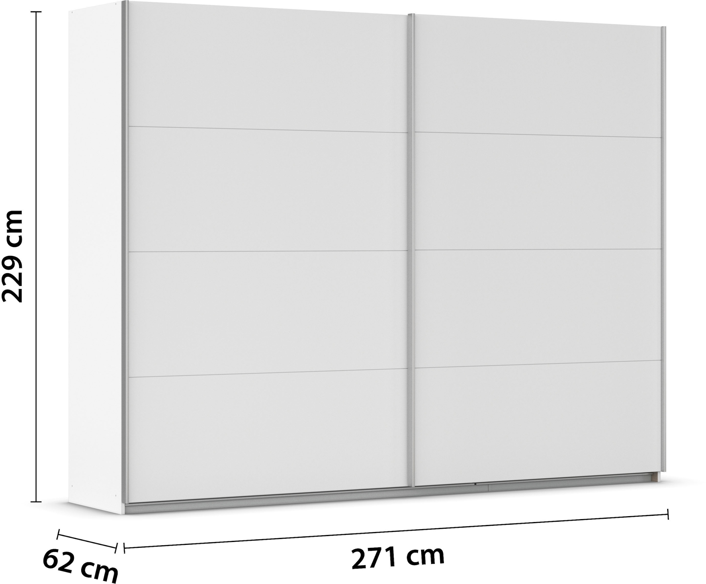 INOSIGN BY RAUCH Schwebetürenschrank »Kleiderschrank Schrank Garderobe Schlafzimmerschrank THANOS«, (in 3 verschiedenen Ausstattungen BASIC/CLASSIC/PREMIUM), Optional mit Spiegel, Metall-Griffleisten alufarben MADE IN GERMANY