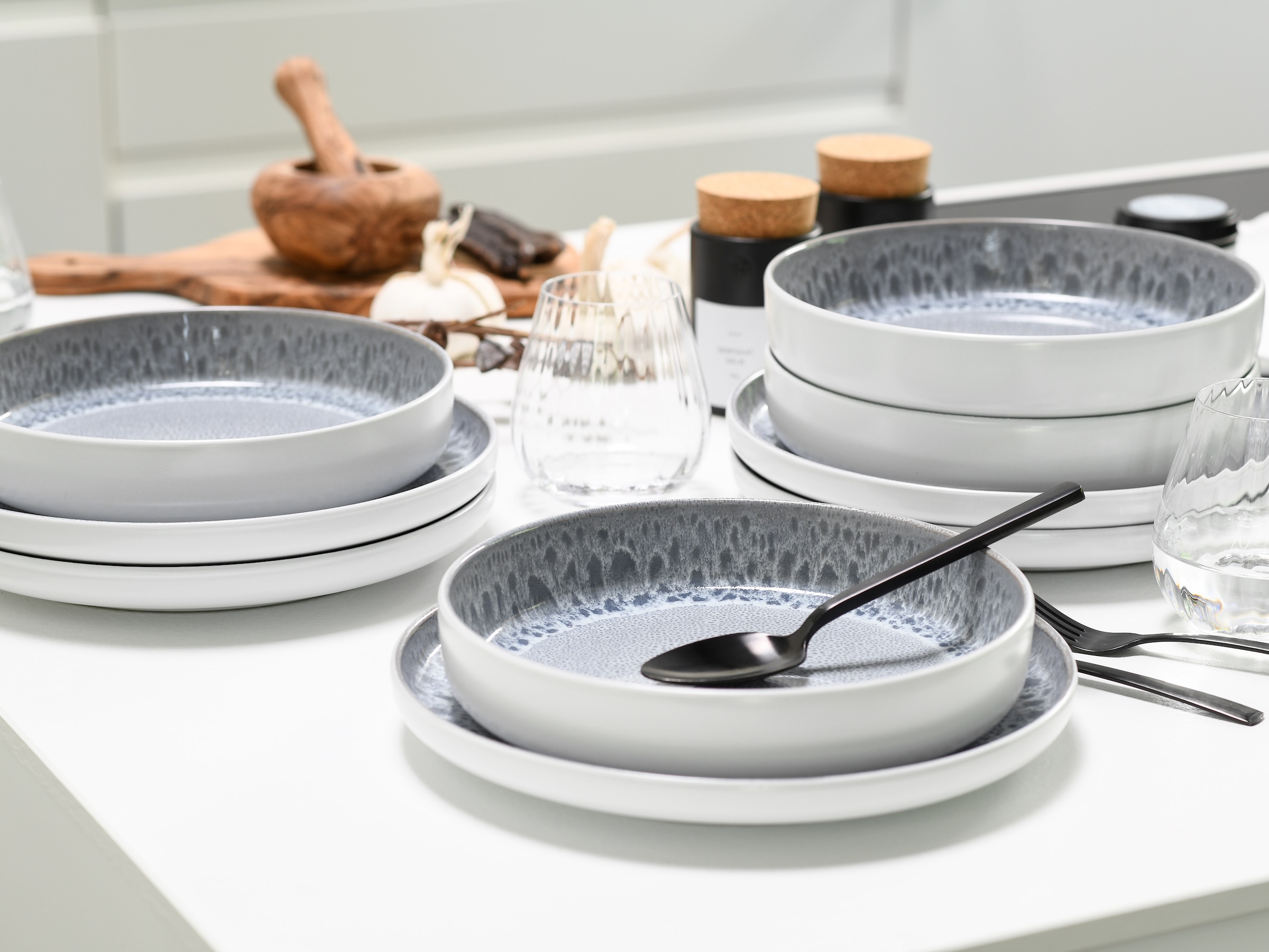 OTTO home Tafelservice »modernes Geschirr-Set, Service Lykk« hohe Haltbarkeit, spülmaschinen- & mikrowellengeeignet, Reaktivglasur