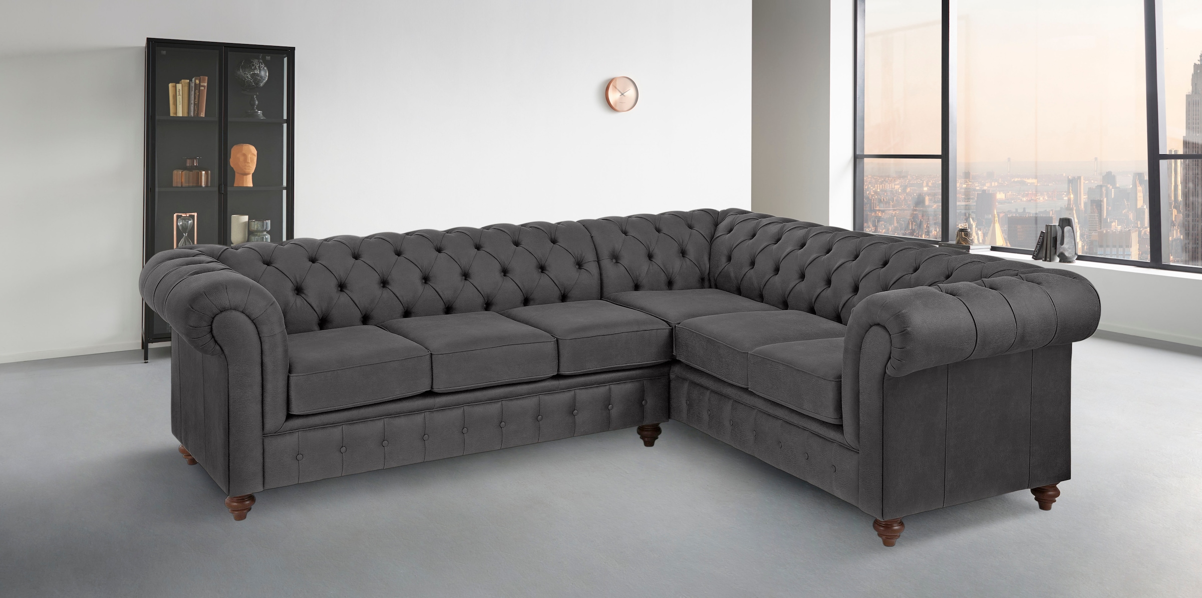 Home affaire Chesterfield-Sofa »Chesterfield Ecksofa, auch in Leder L-Form«, hochwertige Knopfheftung, langer Schenkel links oder rechts wählbar