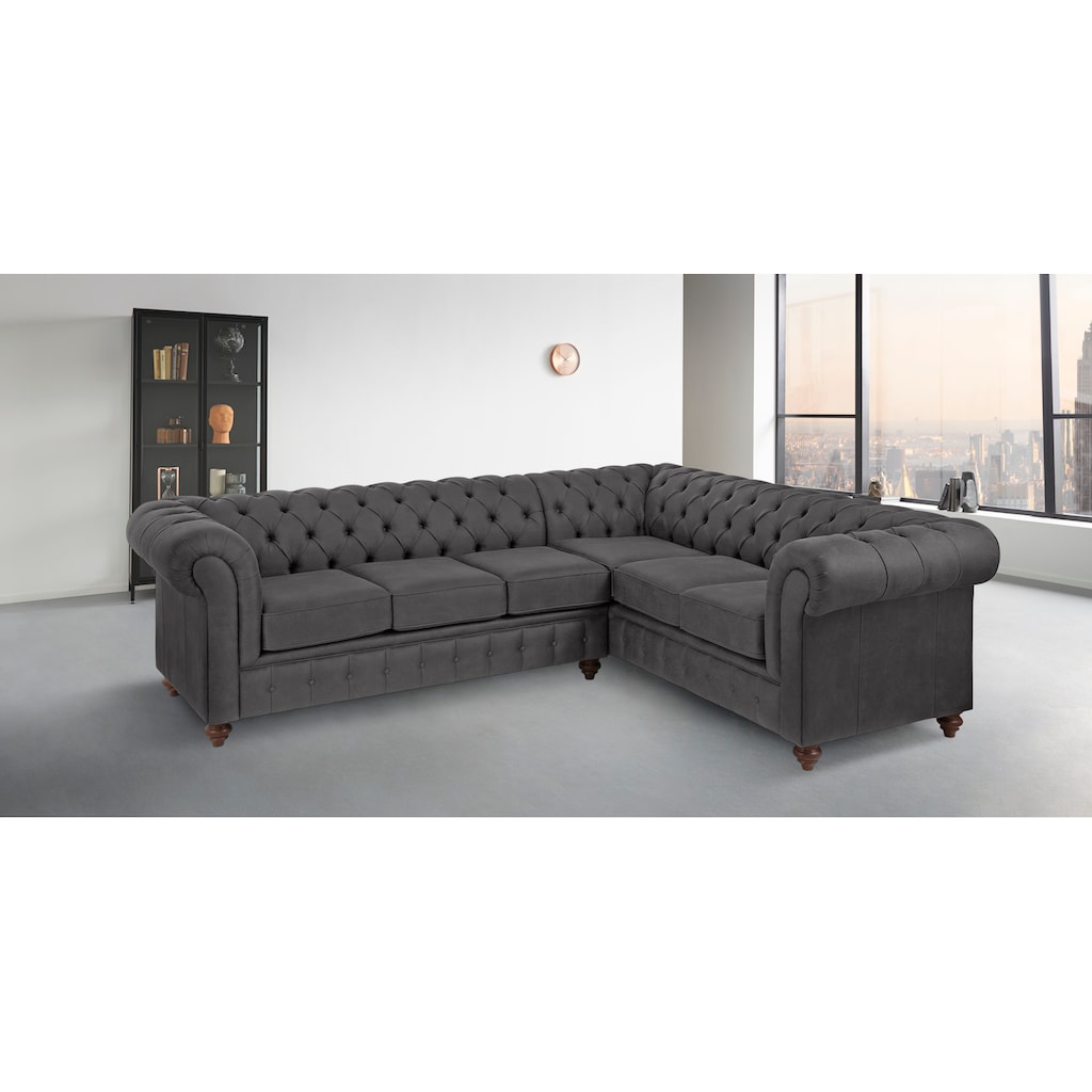 Home affaire Chesterfield-Sofa »Chesterfield Ecksofa, auch in Leder«