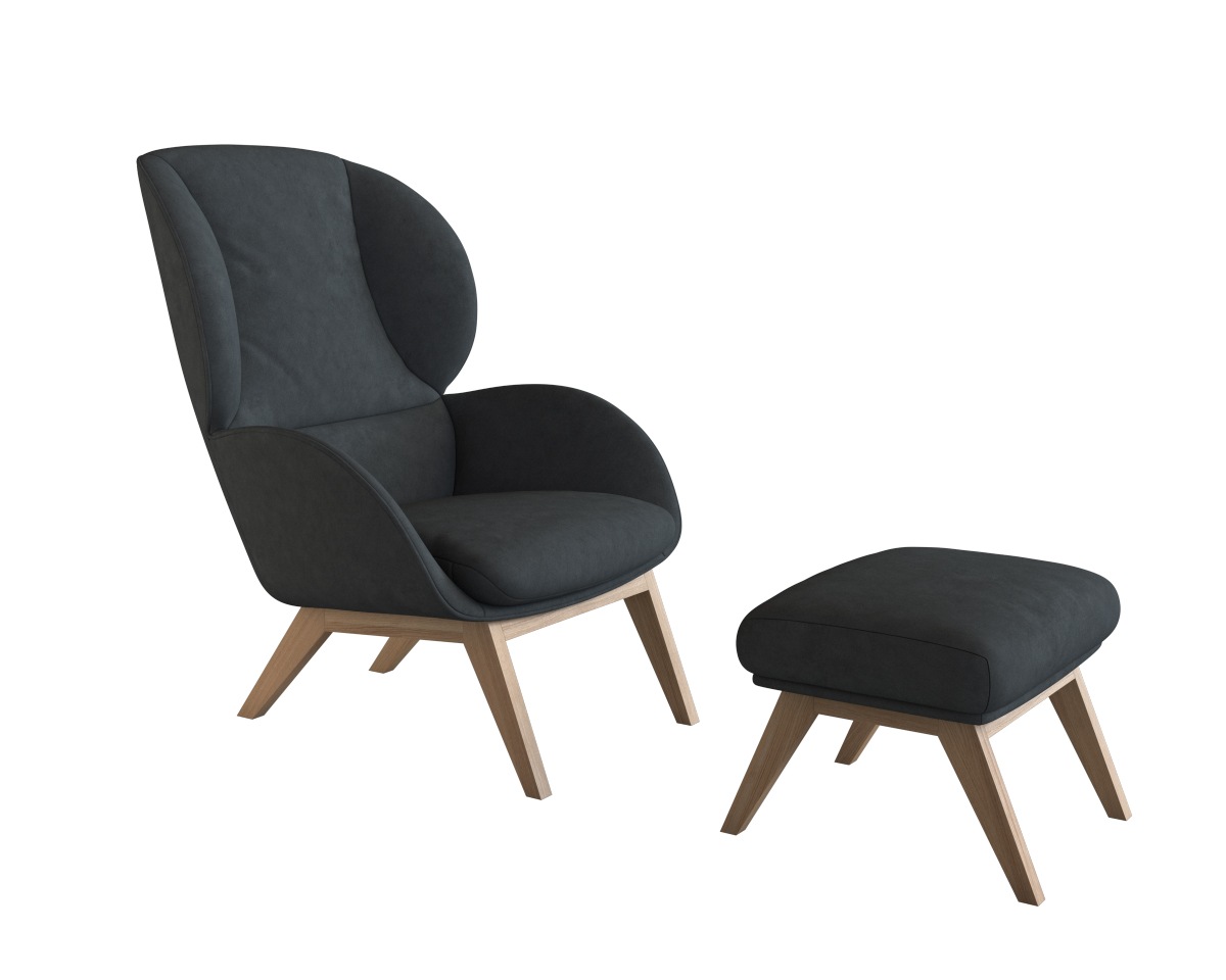 FLEXLUX Polsterhocker »Adria«, Fuß Eiche, Fußhocker für Ohrensessel