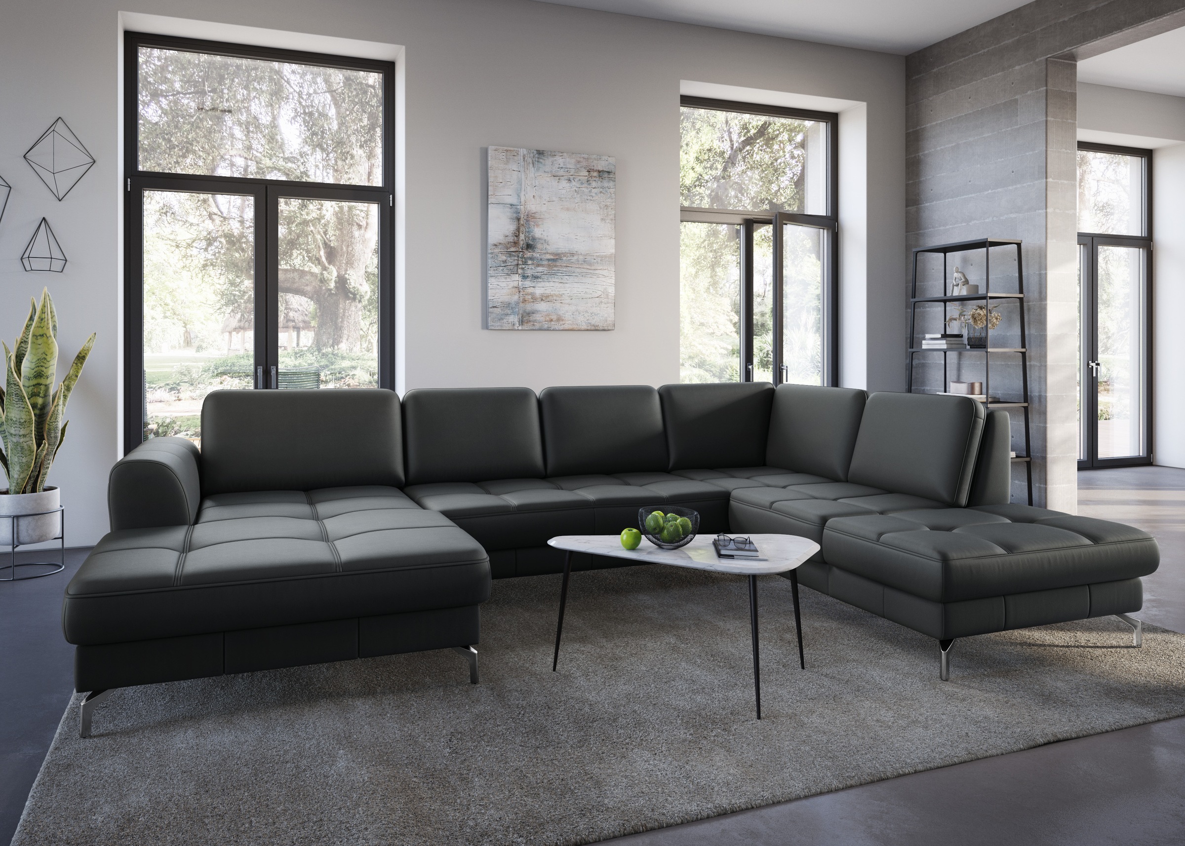 sit&more Wohnlandschaft »Bendigo U-Form«, inklusive Sitztiefenverstellung, Bodenfreiheit 12 cm, in 2 Fußfarben