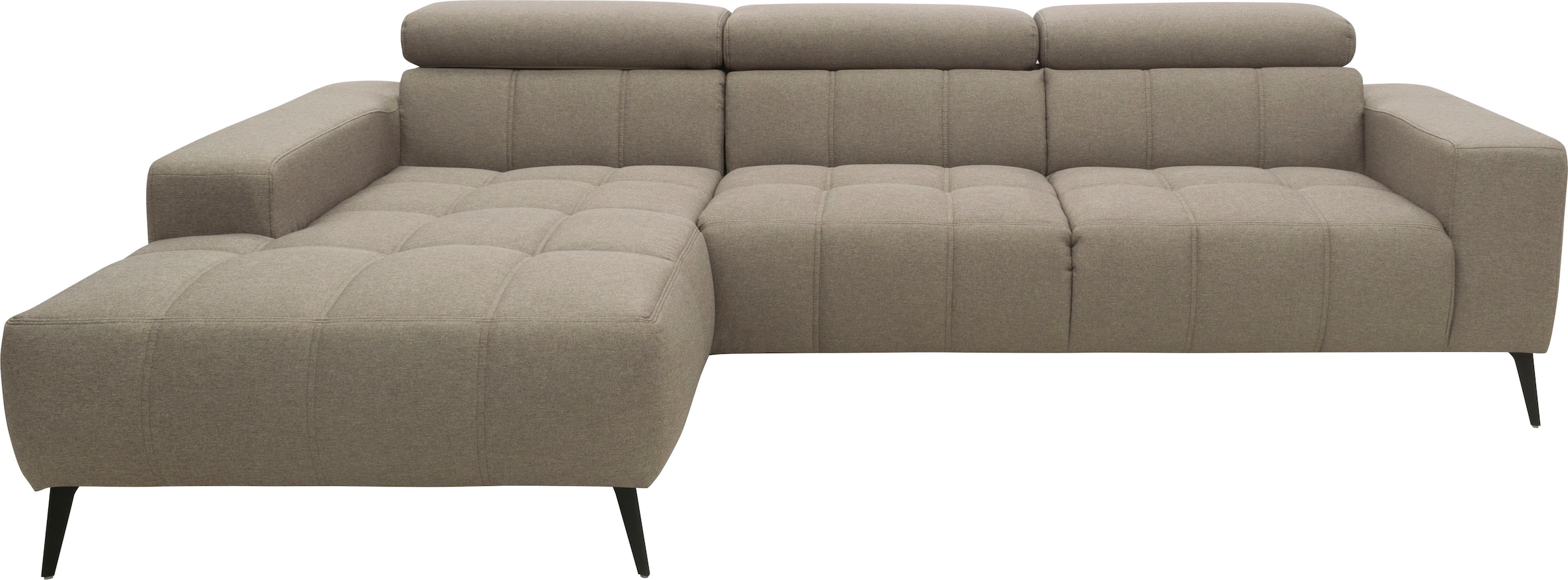 DOMO collection Ecksofa »Trento L-Form, mit Kufenfuß oder Einzelfuß«, wahlweise mit Kopfteilverstellung, Recamiere links/rechts bestellbar
