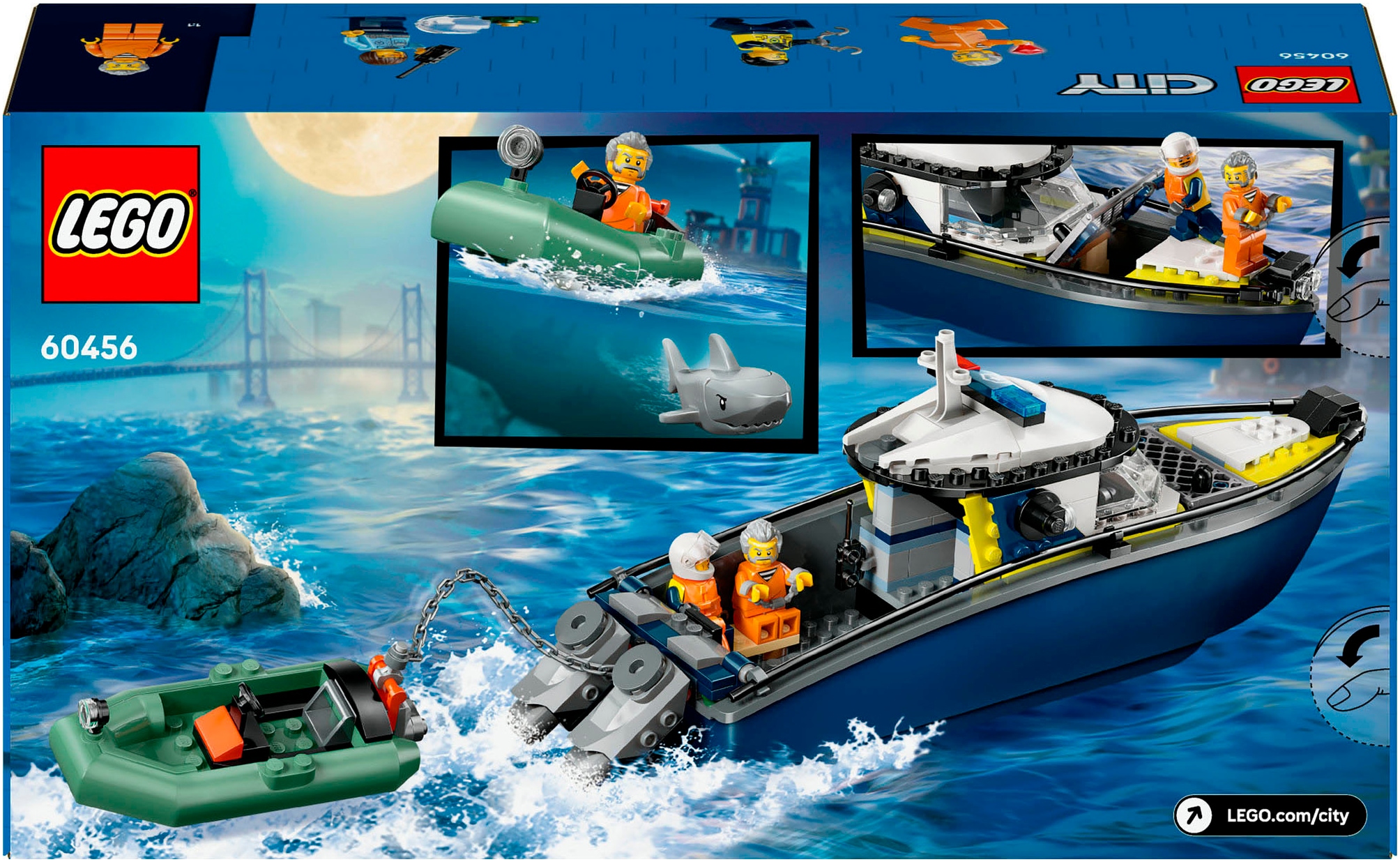 LEGO® Konstruktionsspielsteine »Verfolgungsjagd im Polizeiboot (60456), LEGO City«, (264 St.), Made in Europe