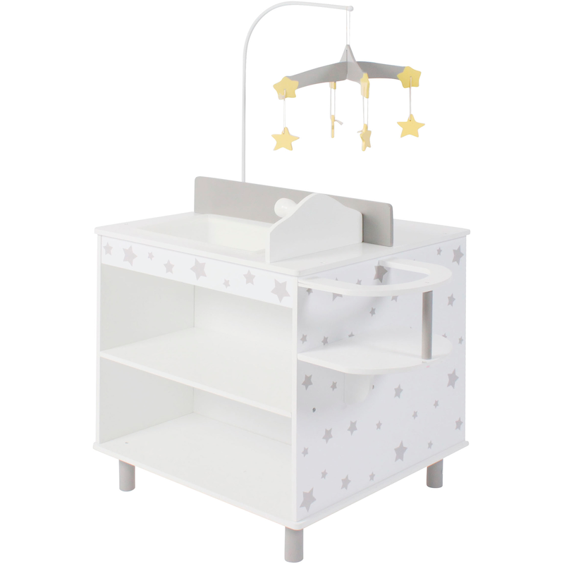CHIC2000 Puppenwickeltisch »Puppen-Wickelstation Stars grey« mit Mobile Stars grey