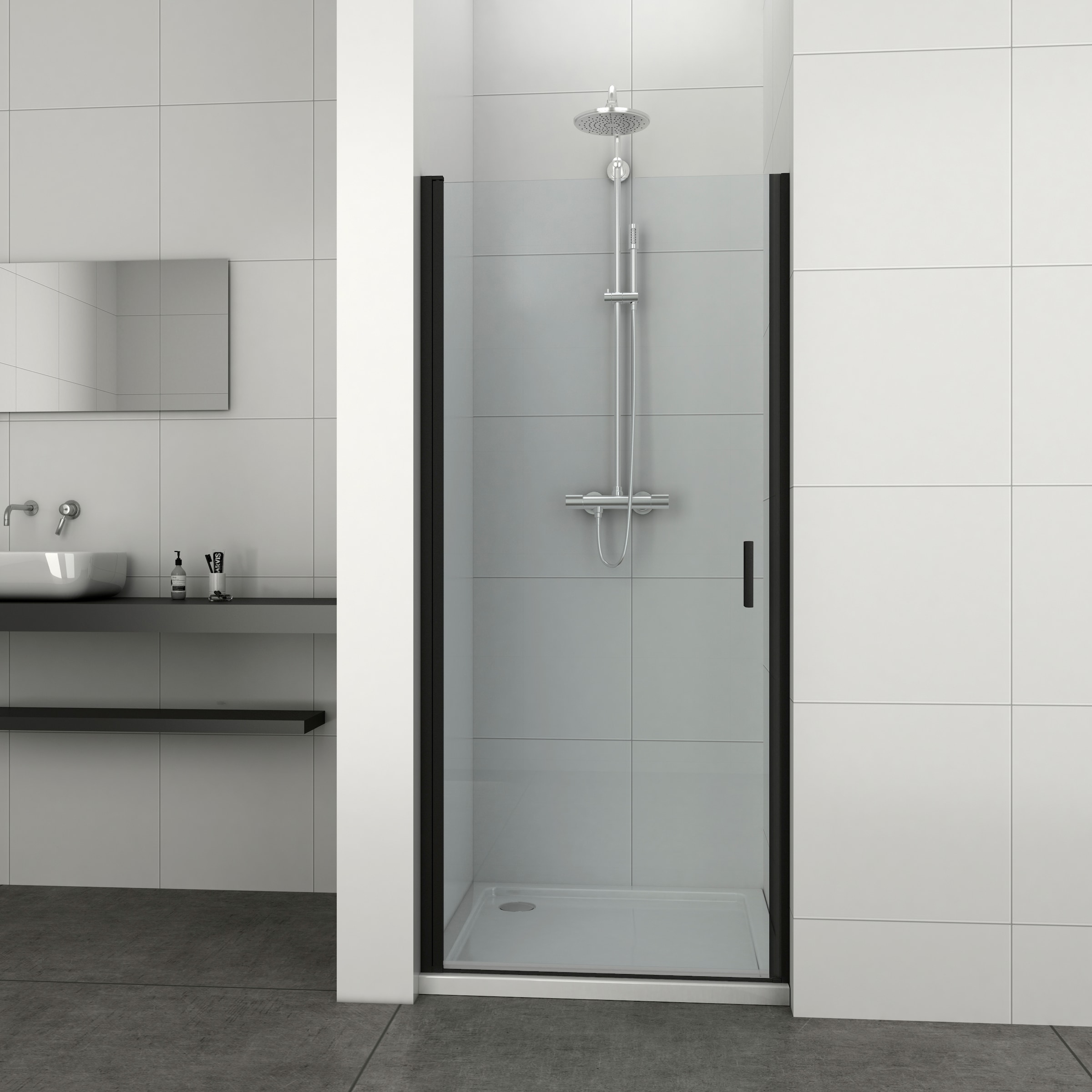 Sanotechnik Dusch-Schwingtür »ELITE«, Schwenkttür für Duschen mit Alu-Profilen in schwarz matt