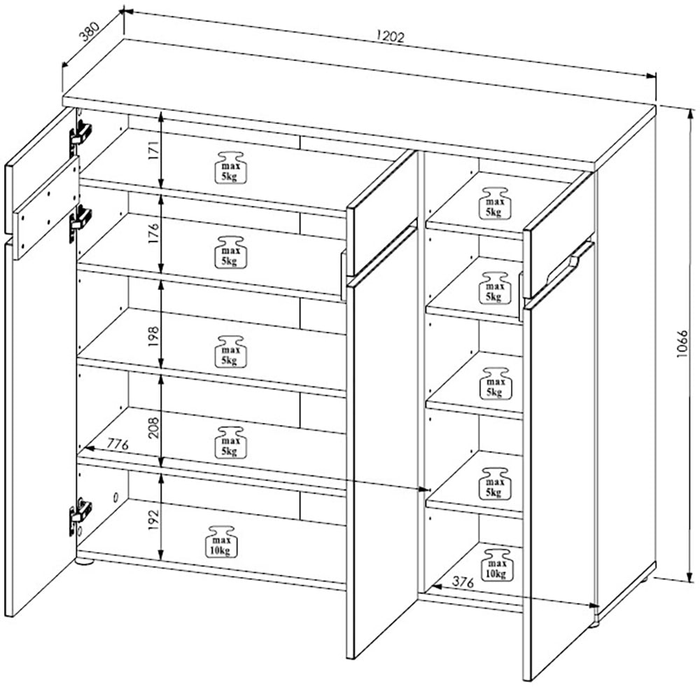 Innostyle Schuhschrank »Memphis Schuhschrank, 120x107x38cm (B/H/T)« 1 Stk. tlg.