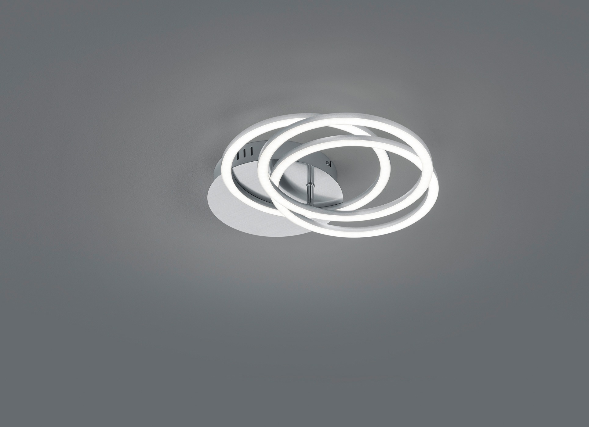 REALITY Leuchten LED Deckenleuchte »Circle«, 1 flammig, Leuchtmittel LED-Board | LED fest integriert, Deckenlampe Nickel matt mit schwenkbaren Ringen / inkl. Fernbedienung