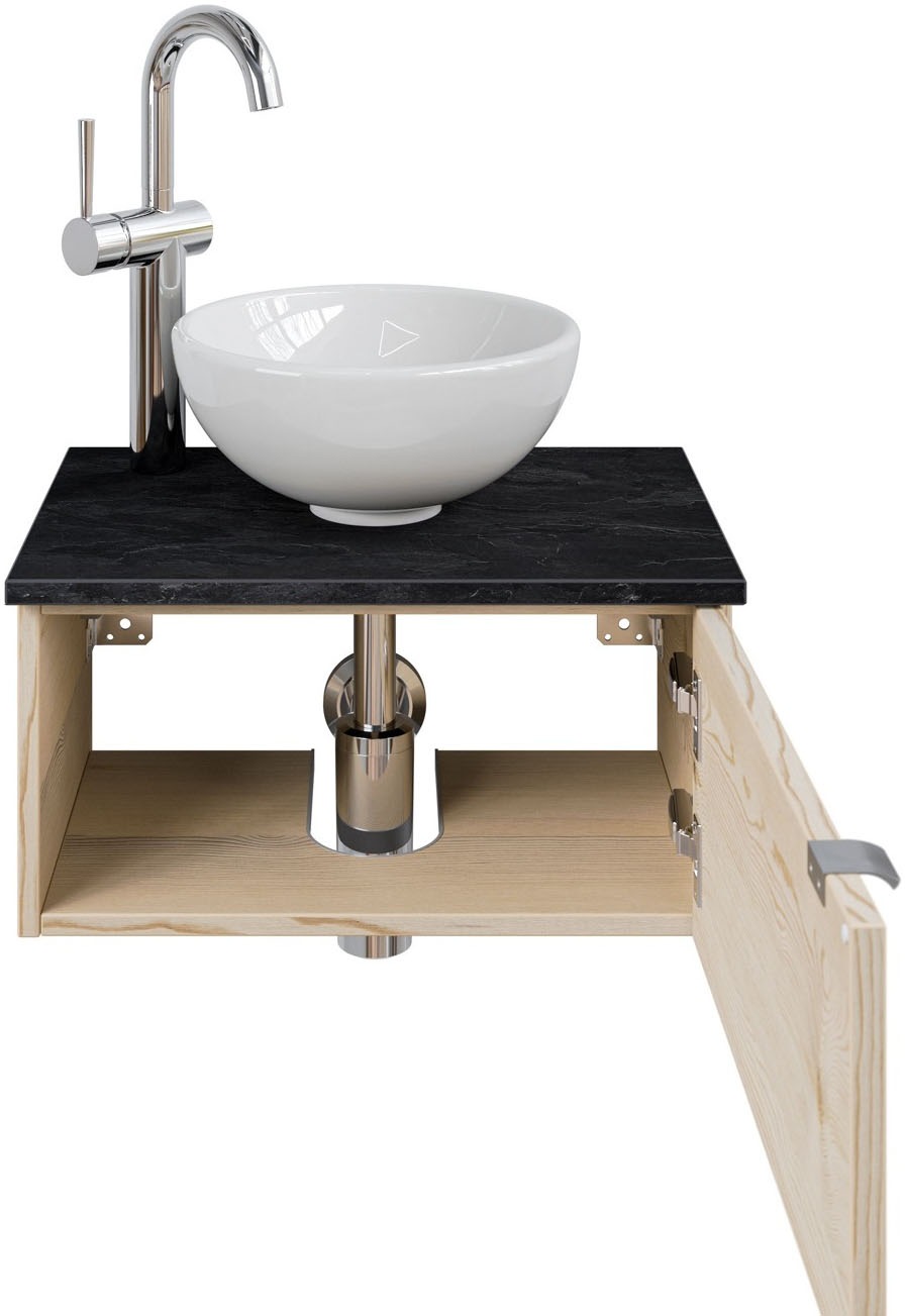 Saphir Waschtisch »Serie 6915 Waschschale mit Unterschrank für Gästebad, Gäste WC«, 51 cm mit Keramik-Aufsatzbecken und 1 Tür